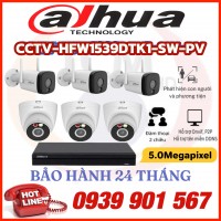 LẮP ĐẶT BỘ 6 CAMERA QUAN SÁT DAHUA CCTV-HFW1539DTK1-SW-PV