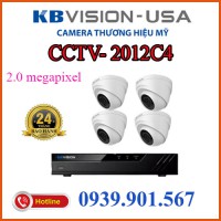 Lắp trọn bộ 4 camera quan sát KBvision CCTV - 2012C4
