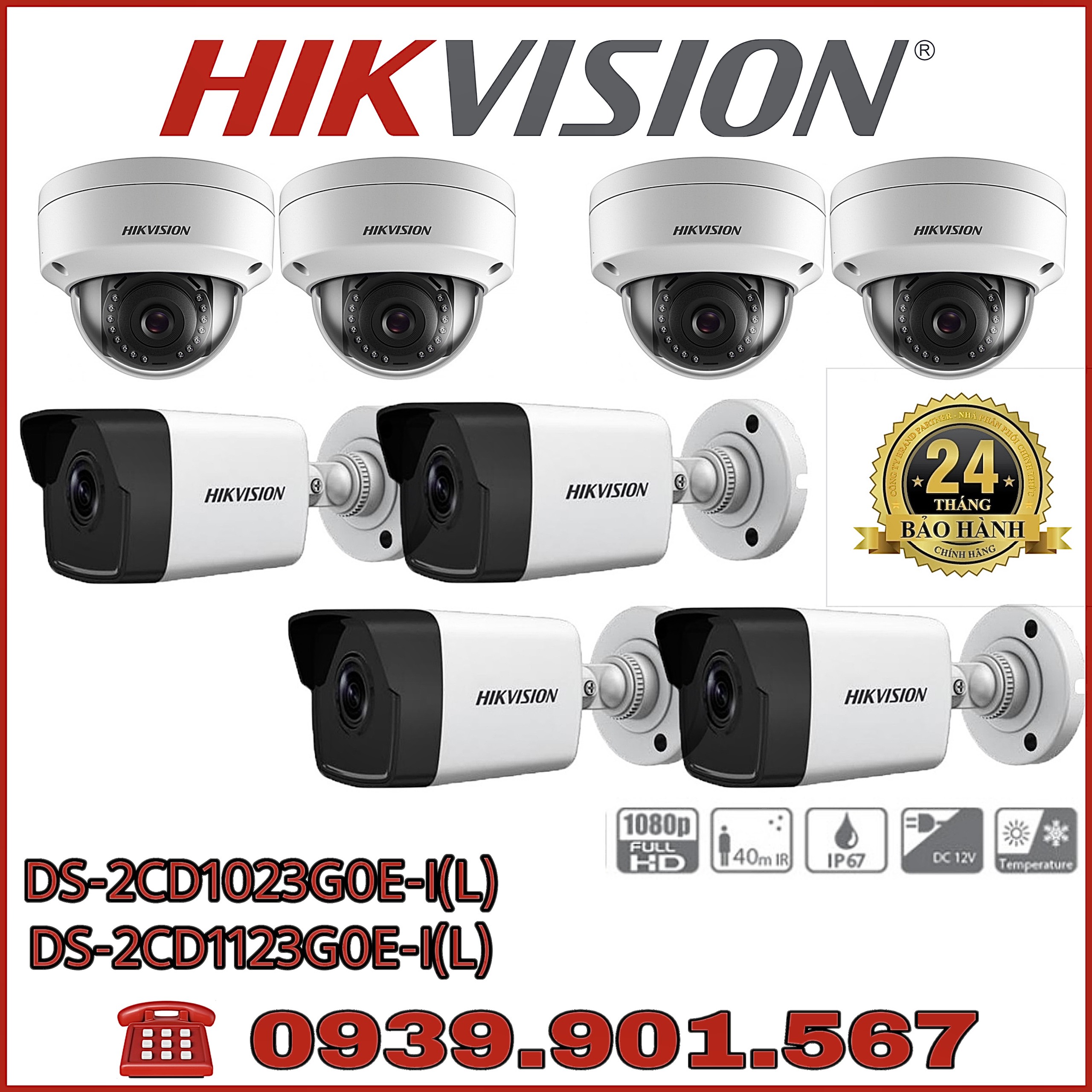Lắp đặt trọn bộ nhiều camera Hikvision DS-2CD1023G0E-I(L) cho gia đình và văn phòng