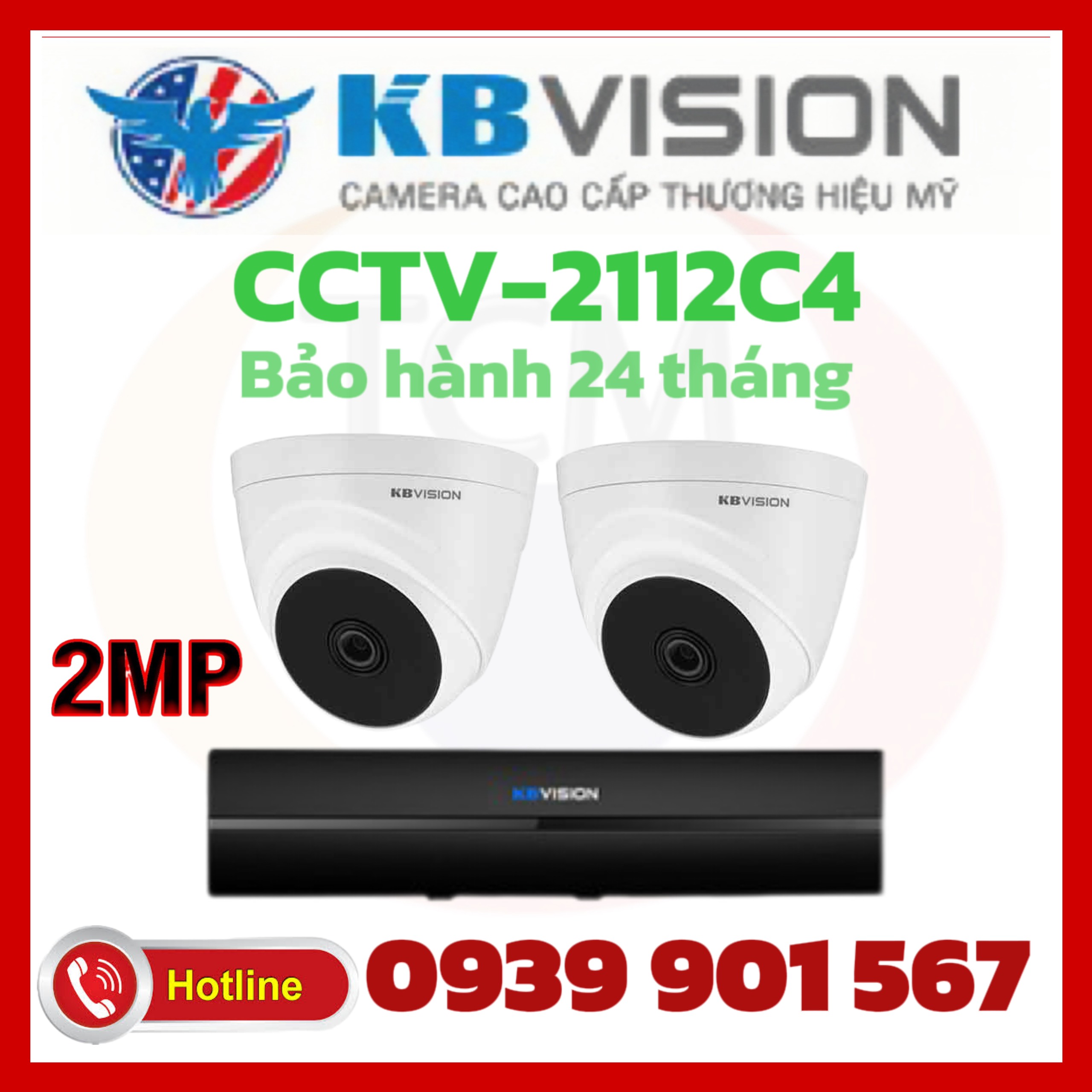 Lắp đặt trọn bộ 2 camera quan sát KBVISION CCTV-2112C4