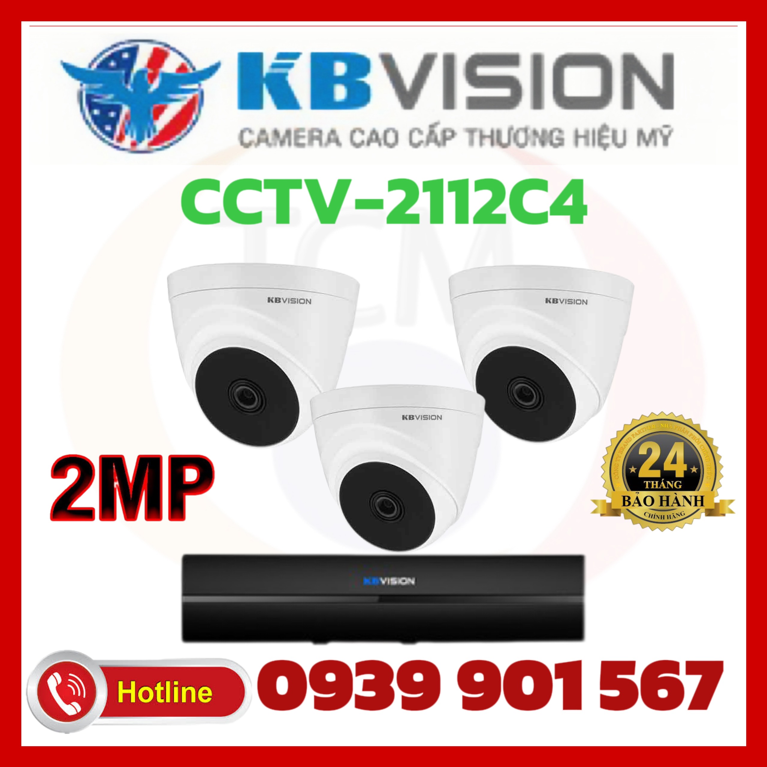 Lắp đặt trọn bộ 3 camera quan sát KBvision CCTV - 2112C4