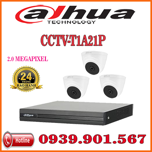  Lắp đặt trọn bộ 3 camera quan sát DAHUA HAC-T1A21P