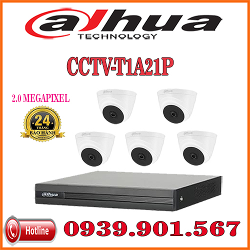  Lắp đặt trọn bộ 05 camera quan sát DAHUA HAC-T1A21P