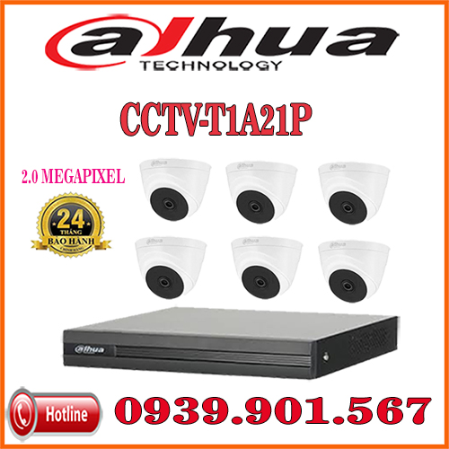  Lắp đặt trọn bộ 06 camera quan sát DAHUA HAC-T1A21P