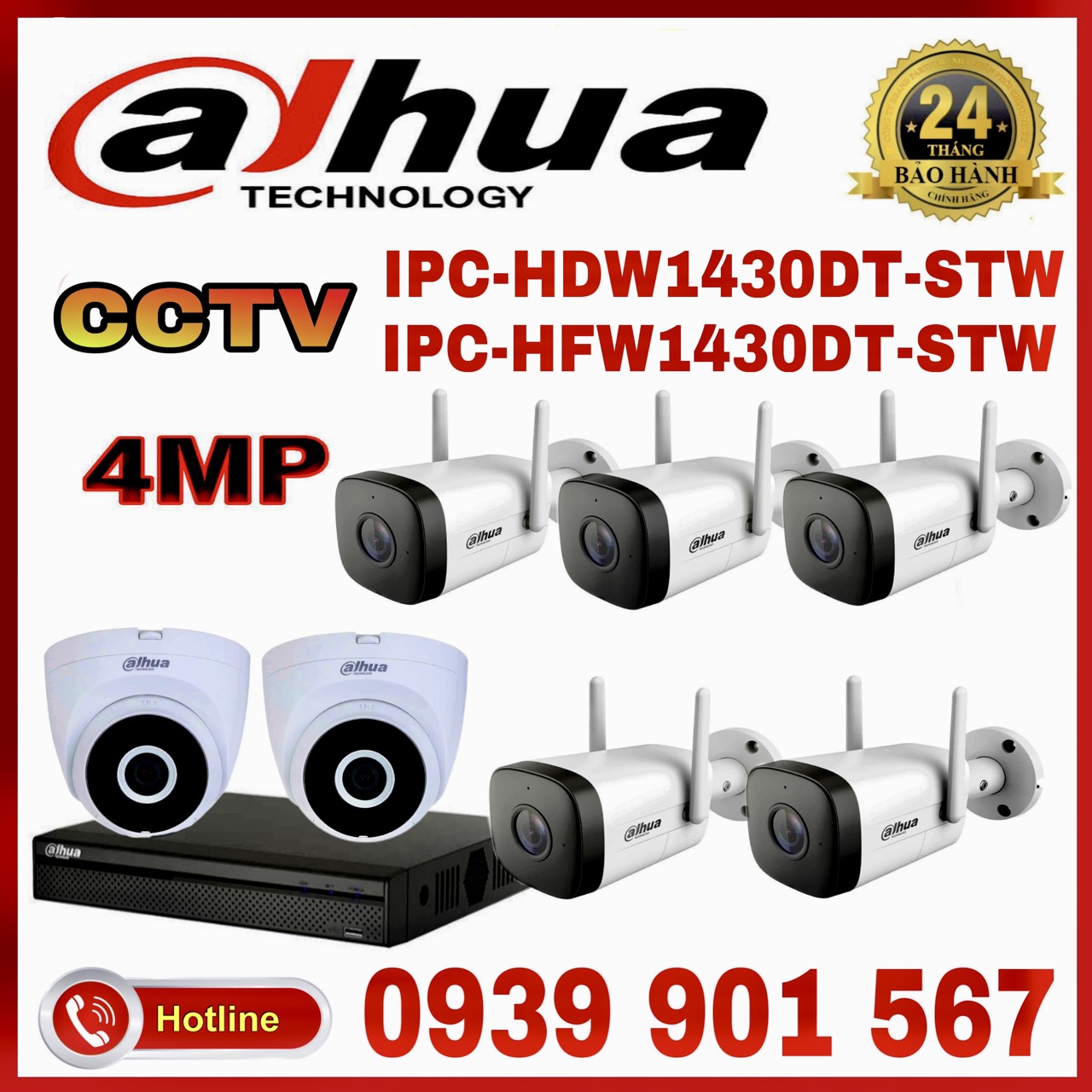 LẮP ĐẶT TRỌN BỘ 7 CAMERA QUAN SÁT DAHUA CCTV-1430DT-STW