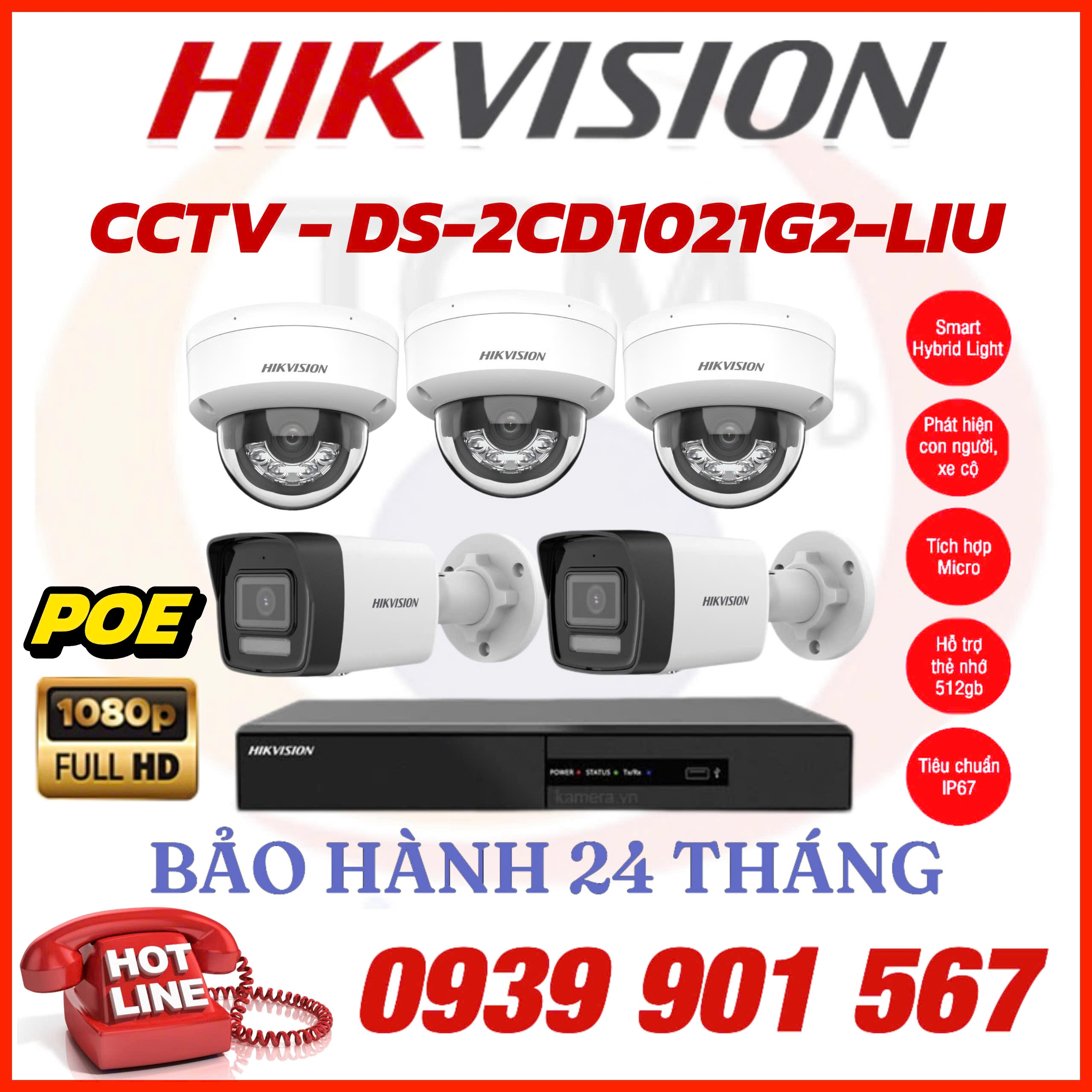 LẮP ĐẶT TRỌN BỘ 5 CAMERA IP QUAN SÁT HIKVISION CCTV-2CD1021G2-LIU
