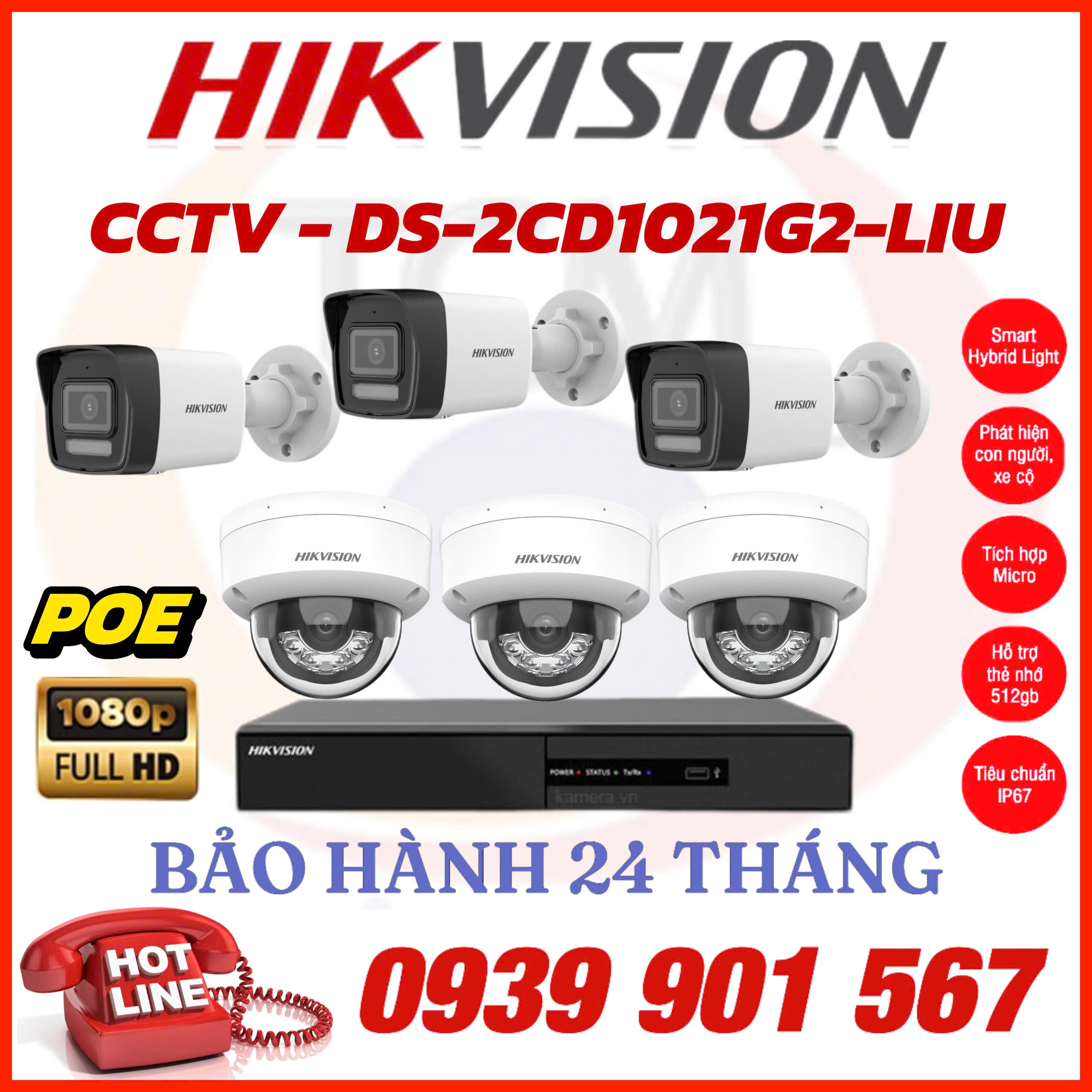 LẮP ĐẶT TRỌN BỘ 6 CAMERA IP QUAN SÁT HIKVISION CCTV-2CD1021G2-LIU