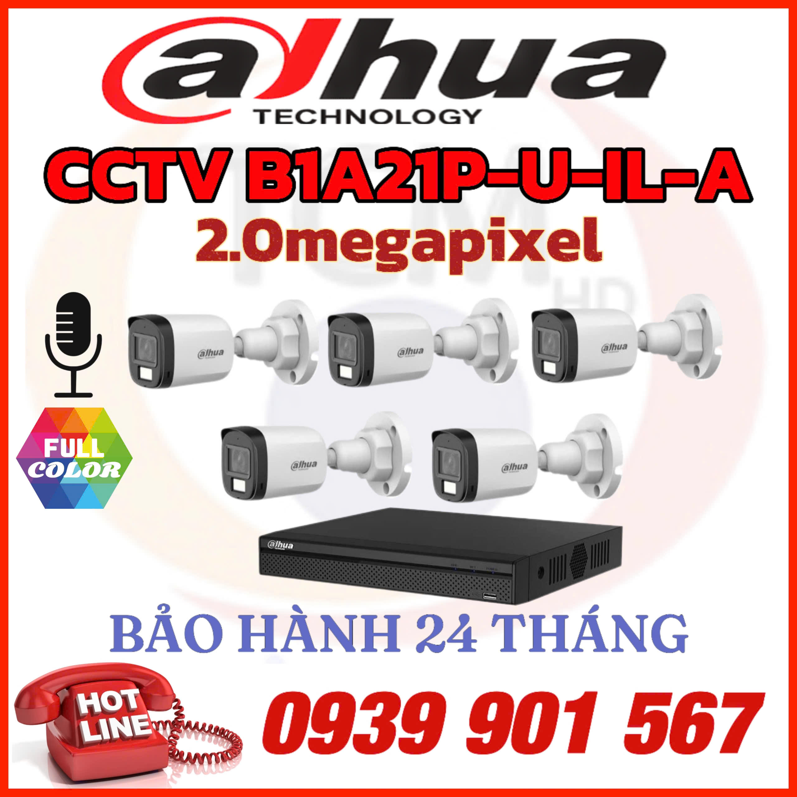 Lắp đặt trọn bộ 05 camera quan sát CCTV-HAC-B1A21P-U-IL-A