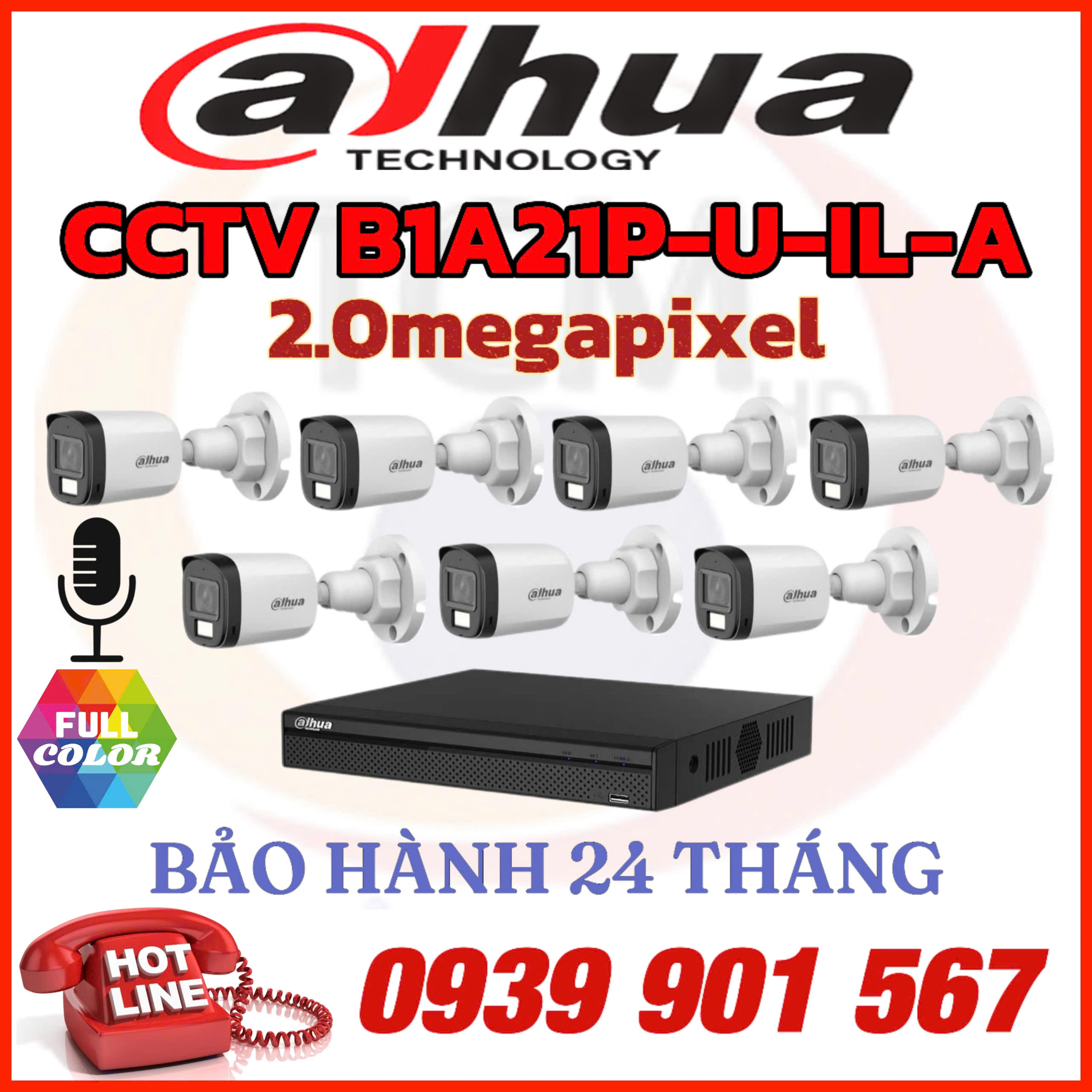 Lắp đặt trọn bộ 07 camera quan sát CCTV-HAC-B1A21P-U-IL-A