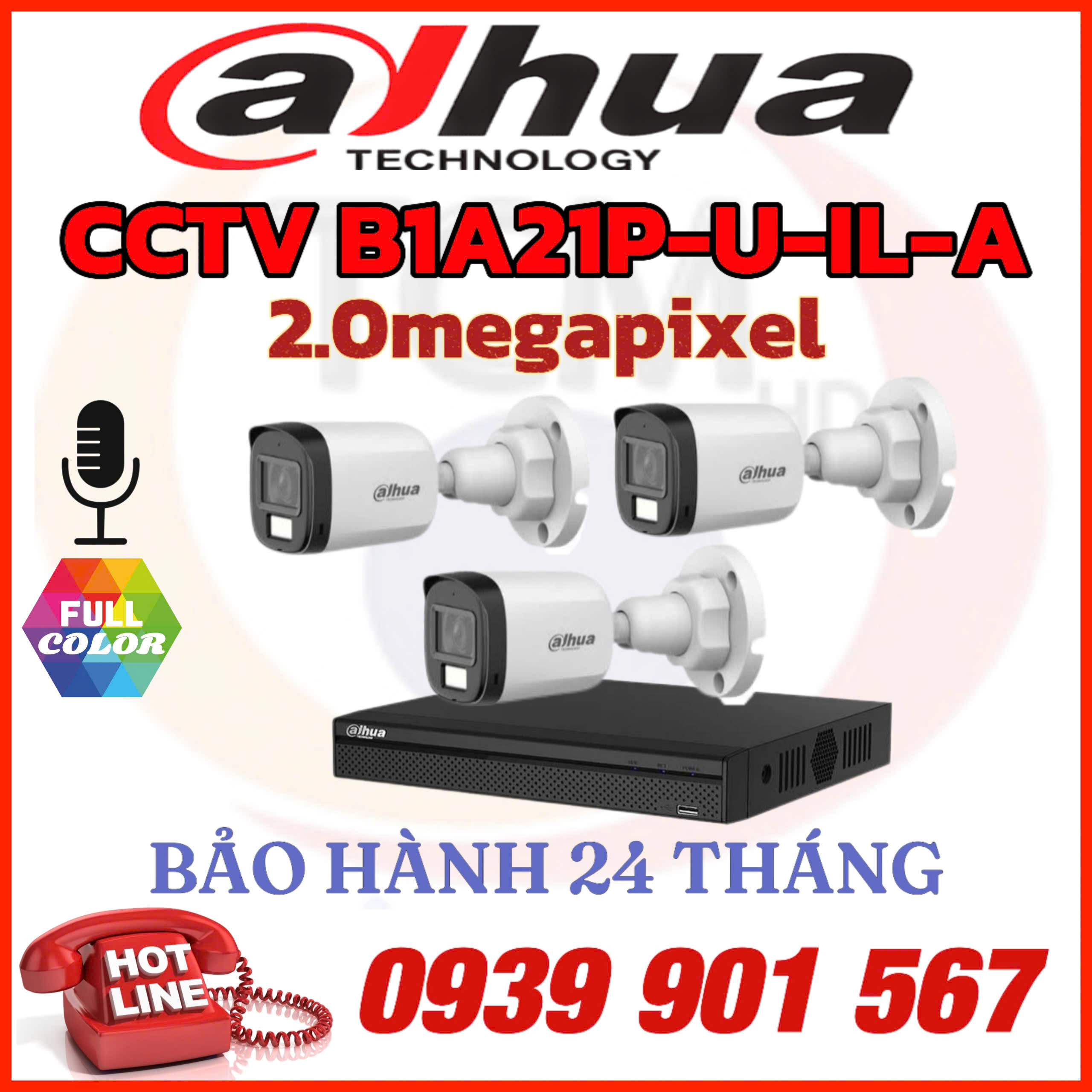 Lắp đặt trọn bộ 03 camera quan sát CCTV-HAC-B1A21P-U-IL-A