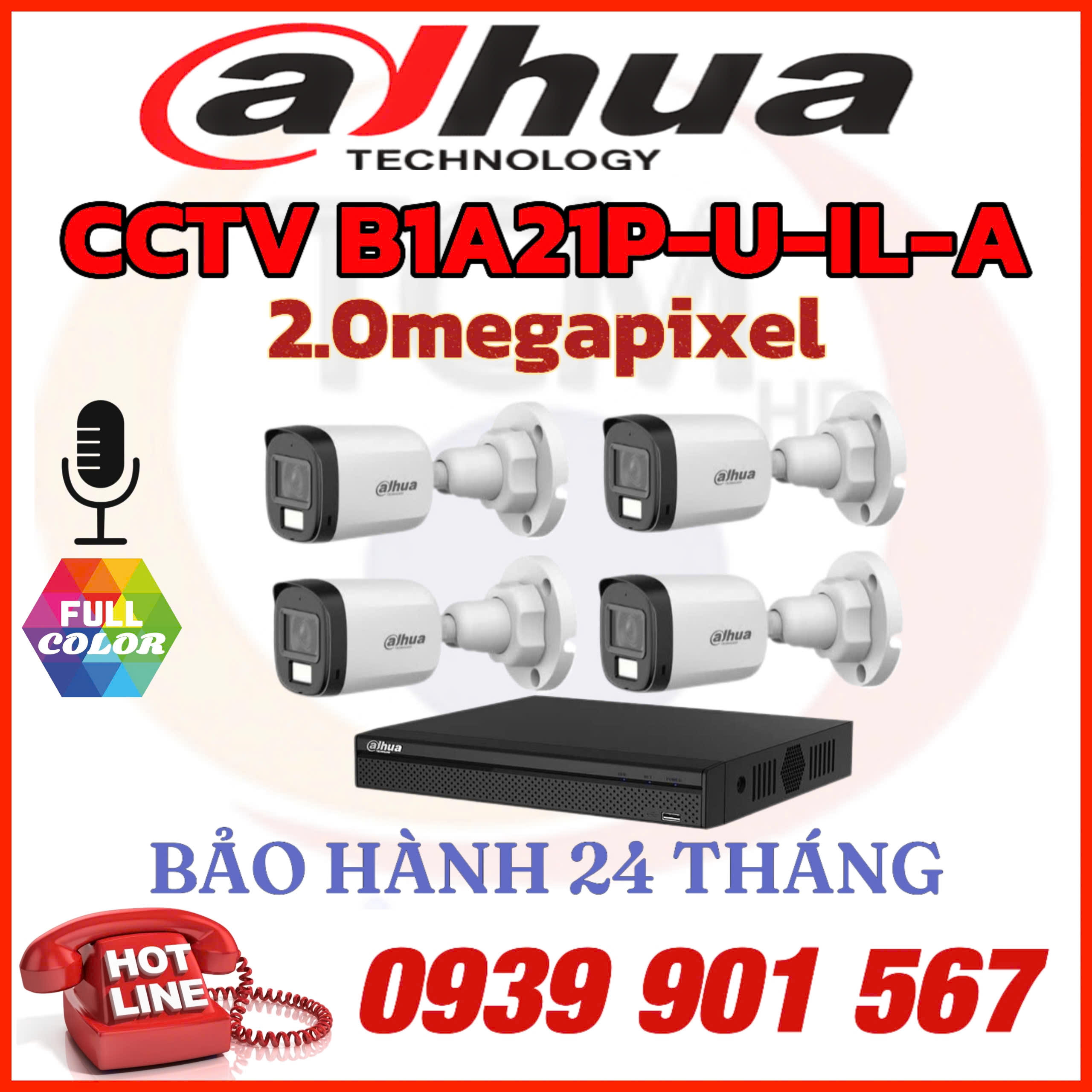 Lắp đặt trọn bộ 04 camera quan sát CCTV-HAC-B1A21P-U-IL-A