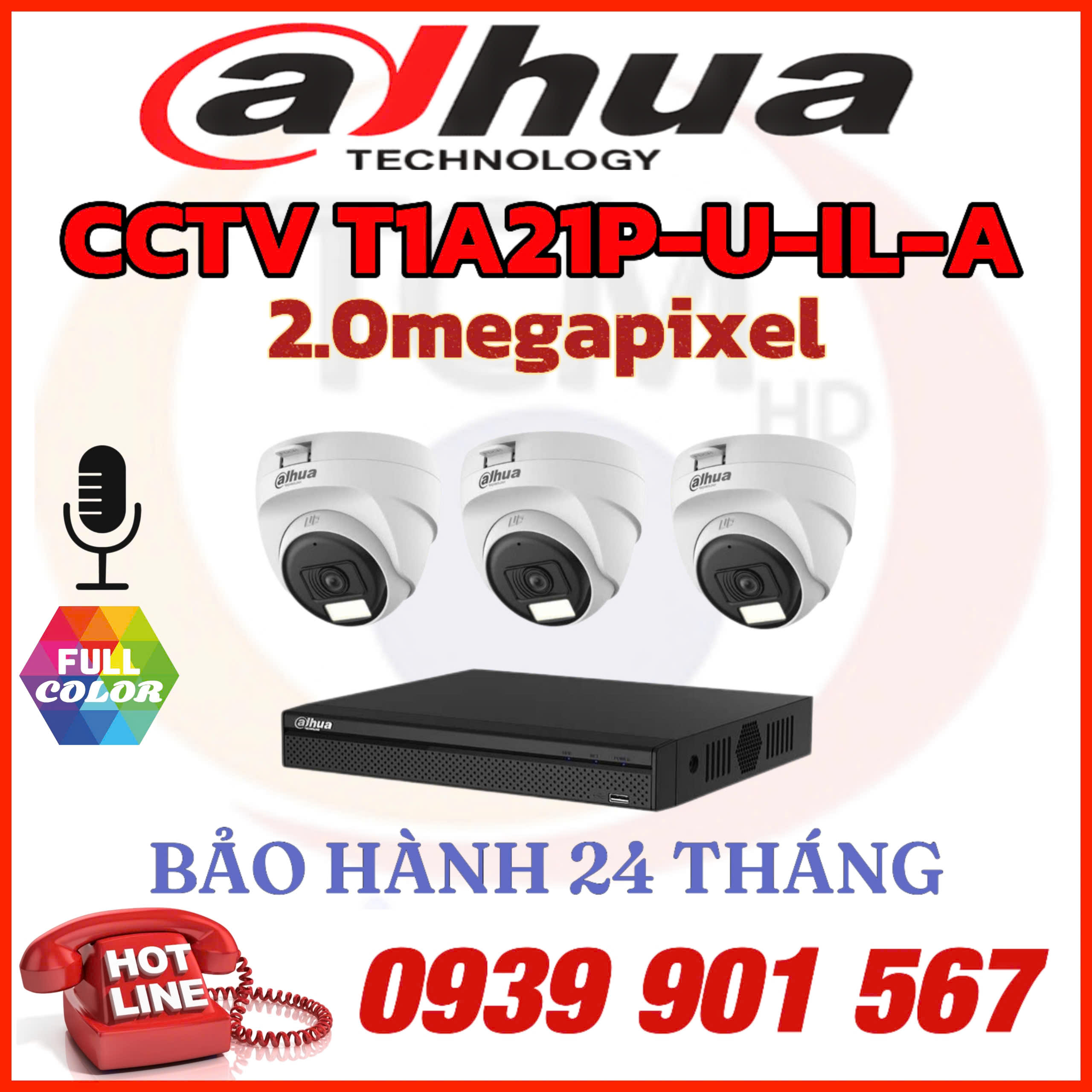 Lắp đặt trọn bộ 03 camera quan sát CCTV-HAC-T1A21P-U-IL-A