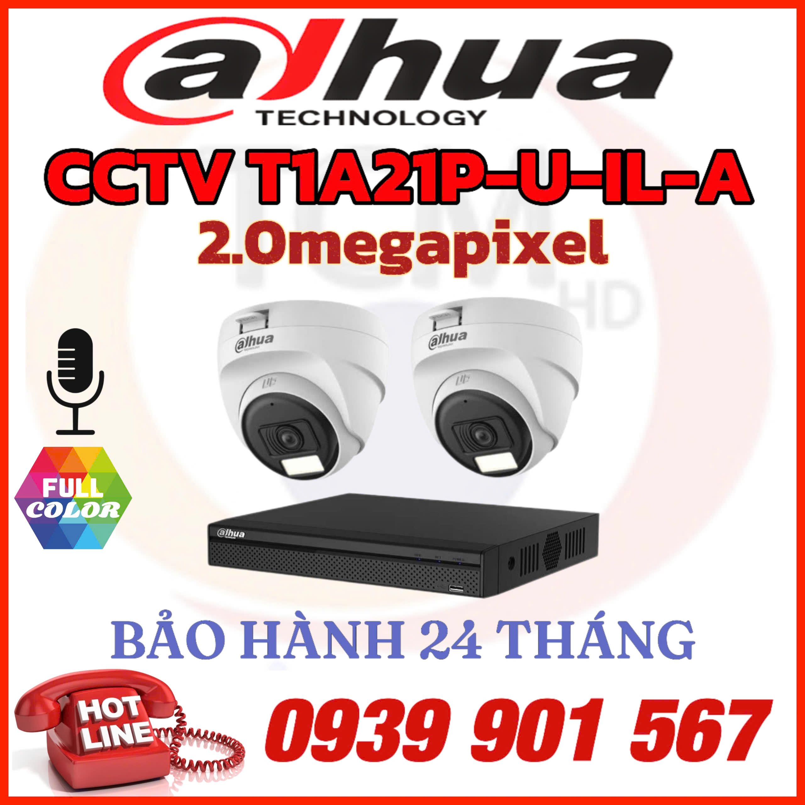 Lắp đặt trọn bộ 02 camera quan sát CCTV-HAC-T1A21P-U-IL-A