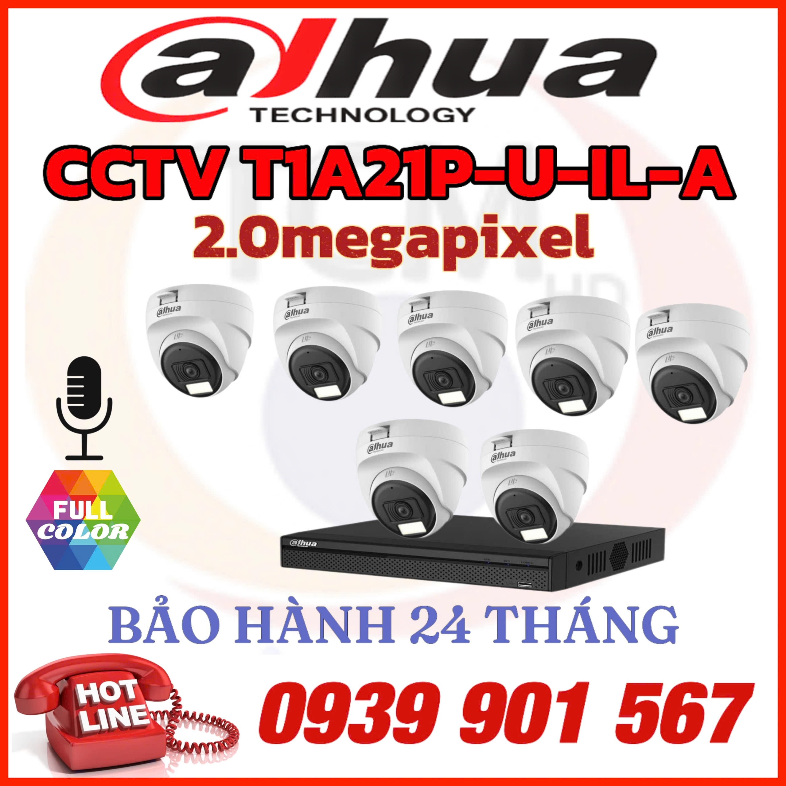 Lắp đặt trọn bộ 07 camera quan sát CCTV-HAC-T1A21P-U-IL-A