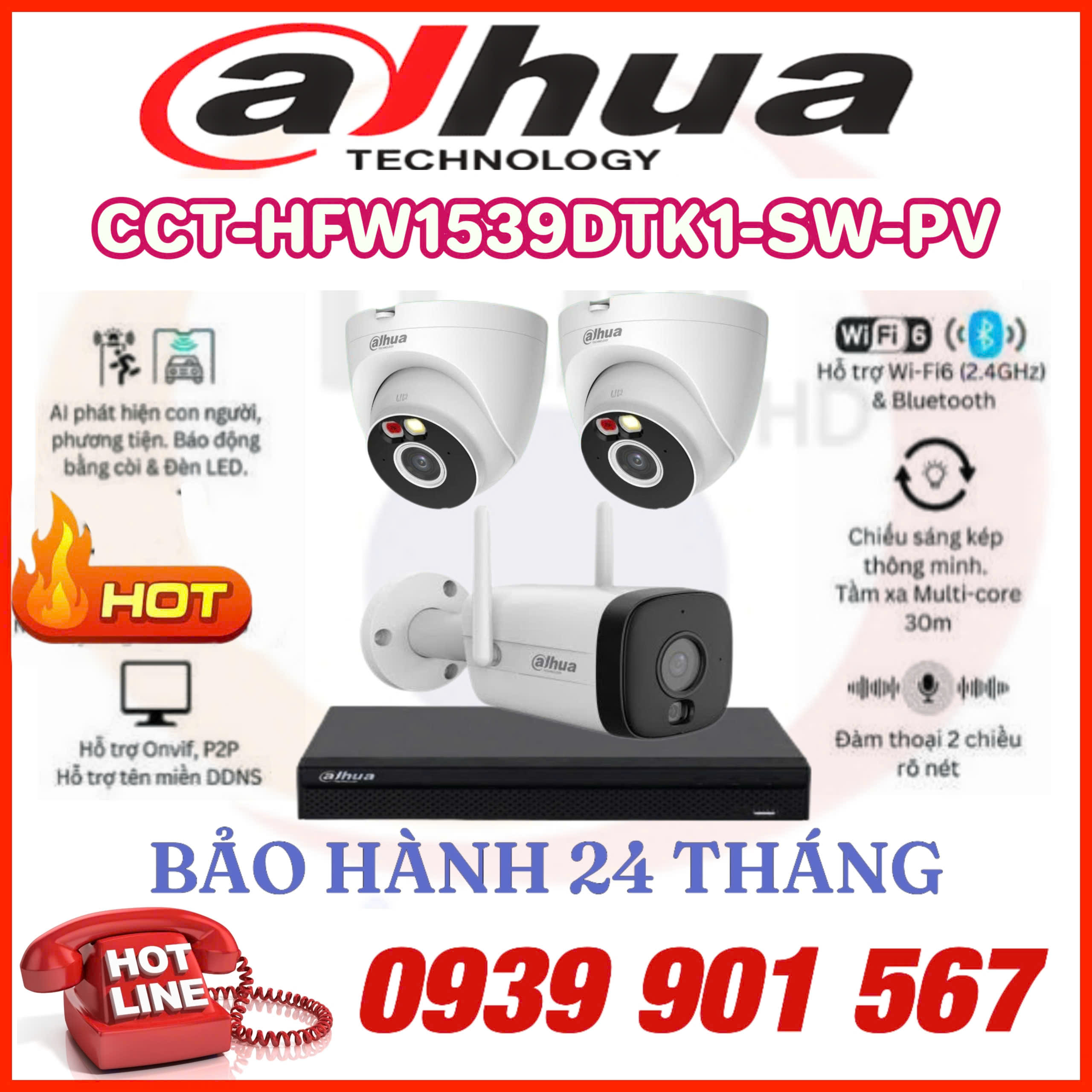LẮP ĐẶT BỘ 3 CAMERA QUAN SÁT DAHUA CCTV-HFW1539DTK1-SW-PV