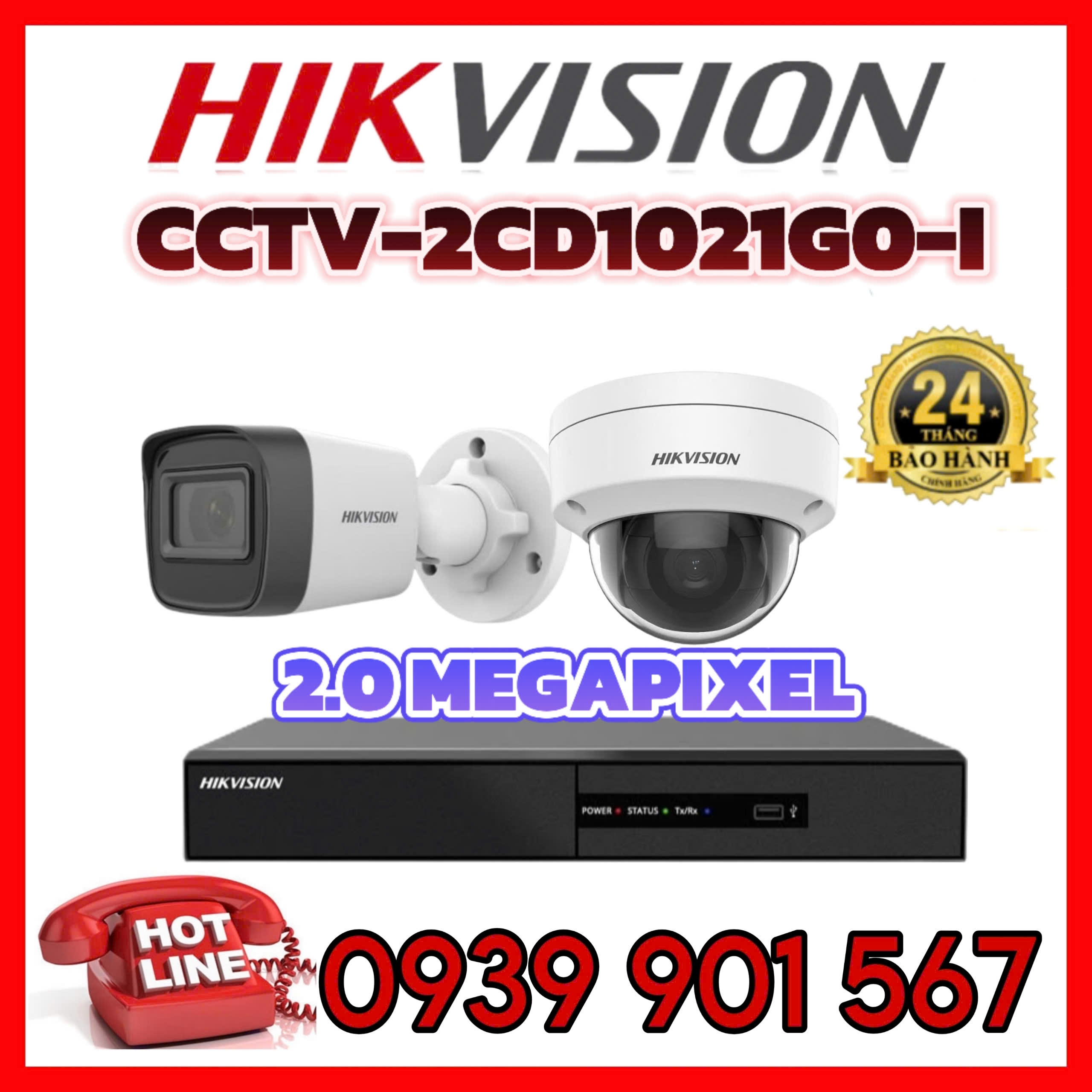 Lắp đặt trọn bộ 2 camera quan sát CCTV-2CD1021G0-I