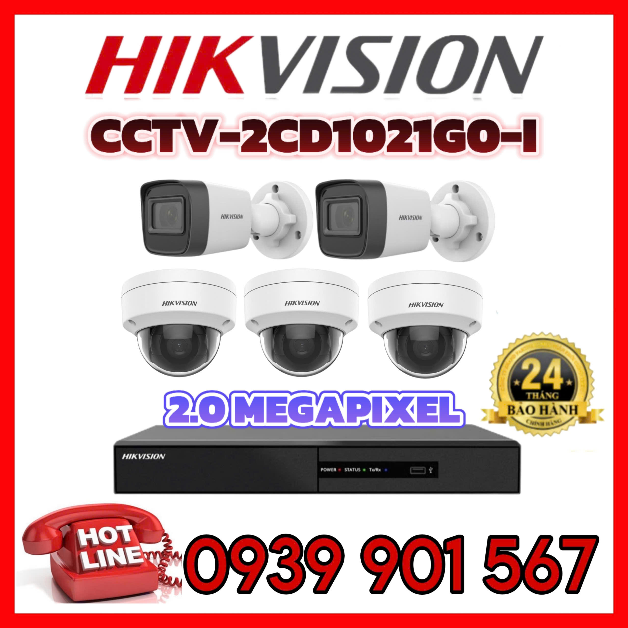 Lắp đặt trọn bộ 5 camera quan sát CCTV-2CD1021G0-I