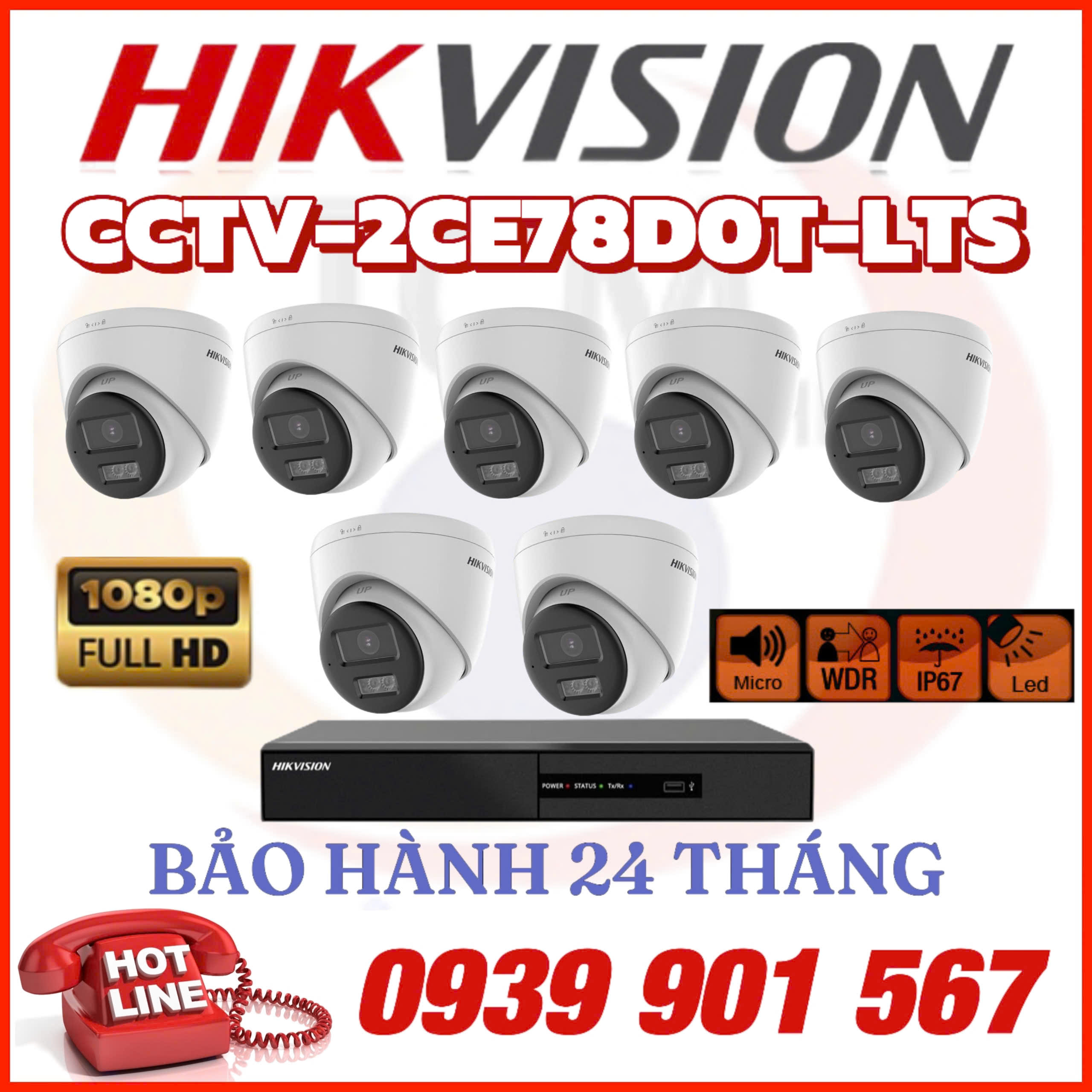 Lắp đặt trọn bộ 07 camera quan sát CCTV-DS-2CE78D0T-LTS