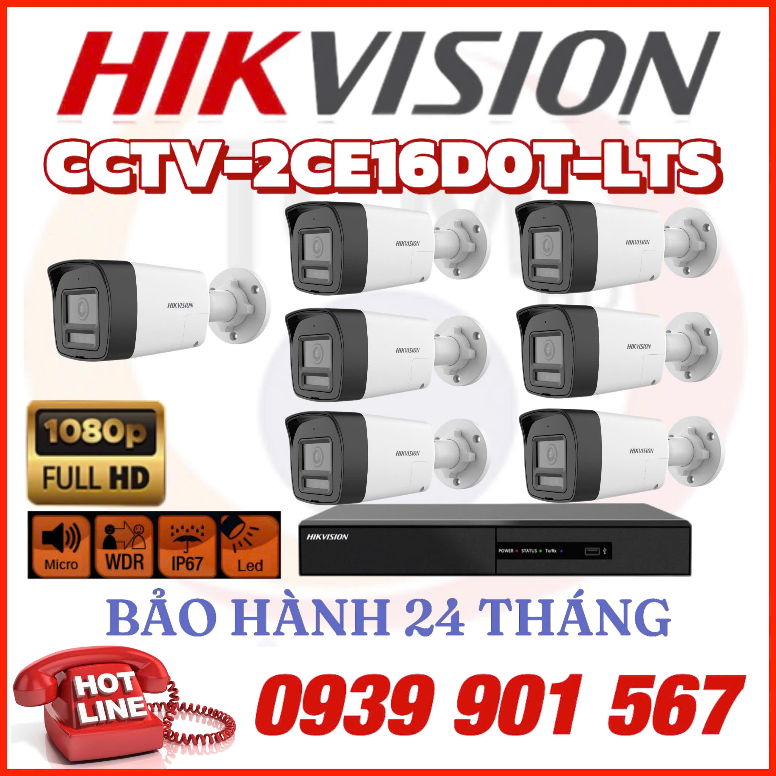Lắp đặt trọn bộ 07 camera quan sát CCTV-DS-2CE16D0T-LTS