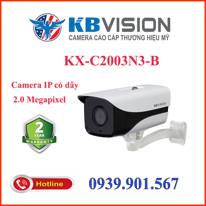 Camera IP hồng ngoại 2.0 Megapixel KBVISION KX-C2003N3-B (3.6mm)