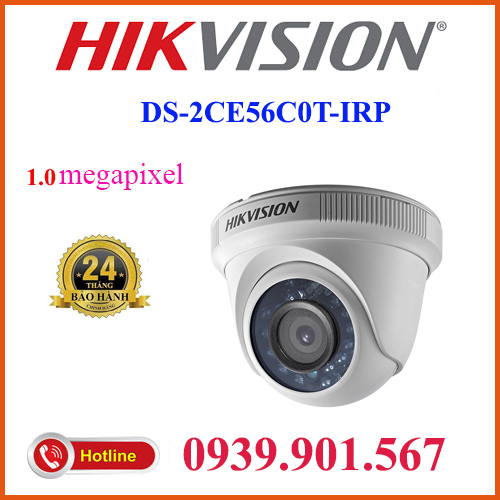 Camera HD-TVI Dome hồng ngoại 1.0 Megapixel HIKVISION DS-2CE56C0T-IRP