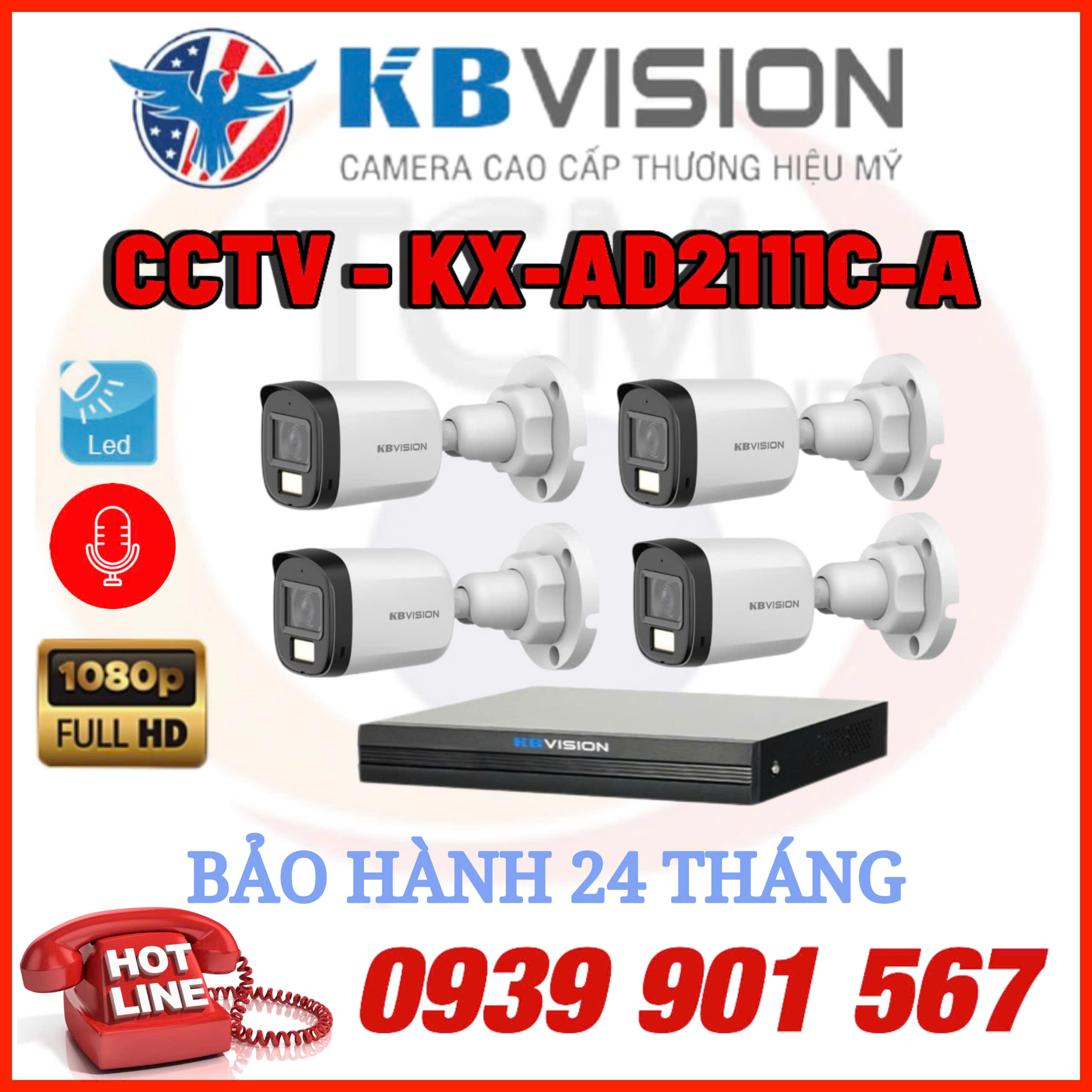 Lắp đặt trọn bộ 04 camera quan sát CCTV-KX-AD2111C-A