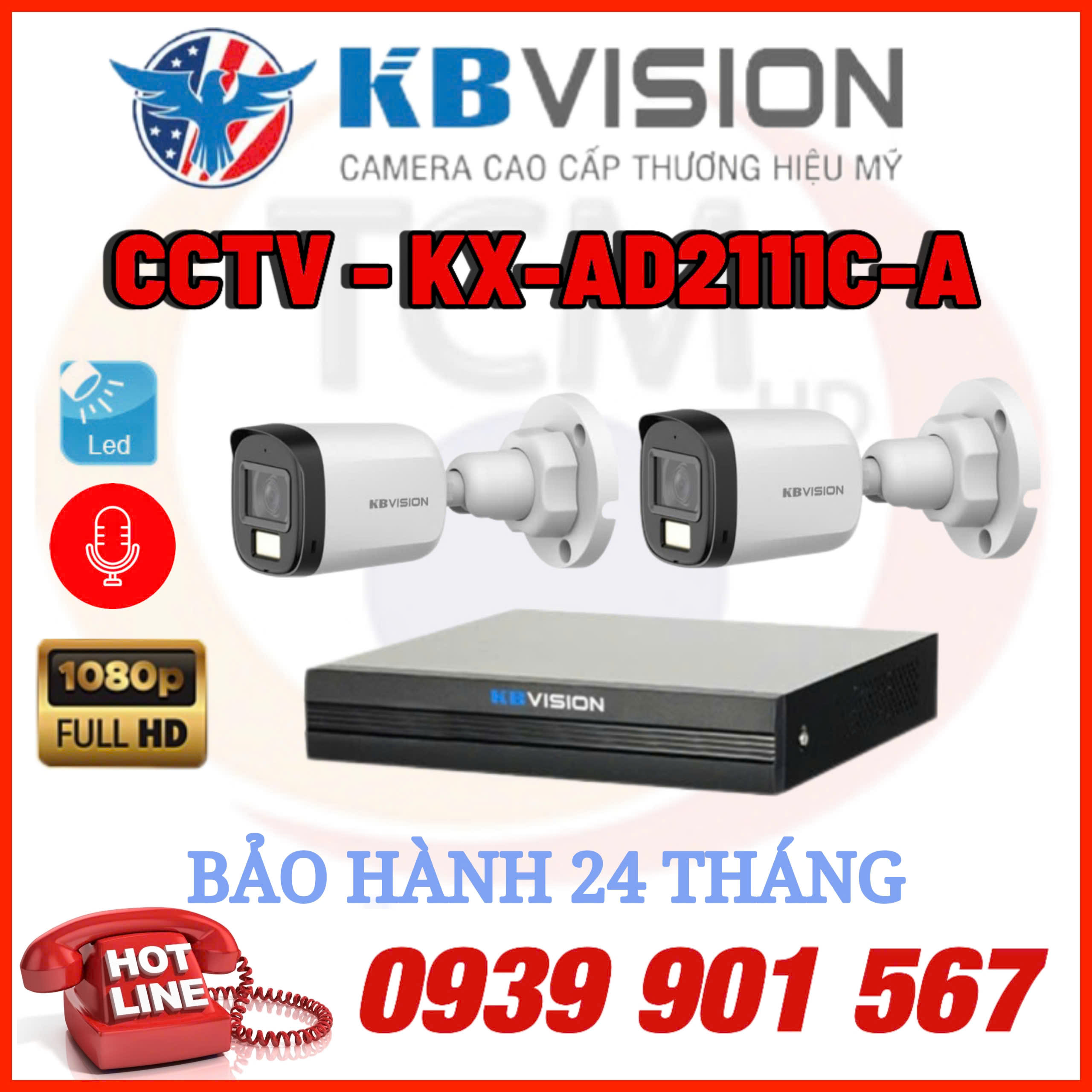 Lắp đặt trọn bộ 02 camera quan sát CCTV-KX-AD2111C-A