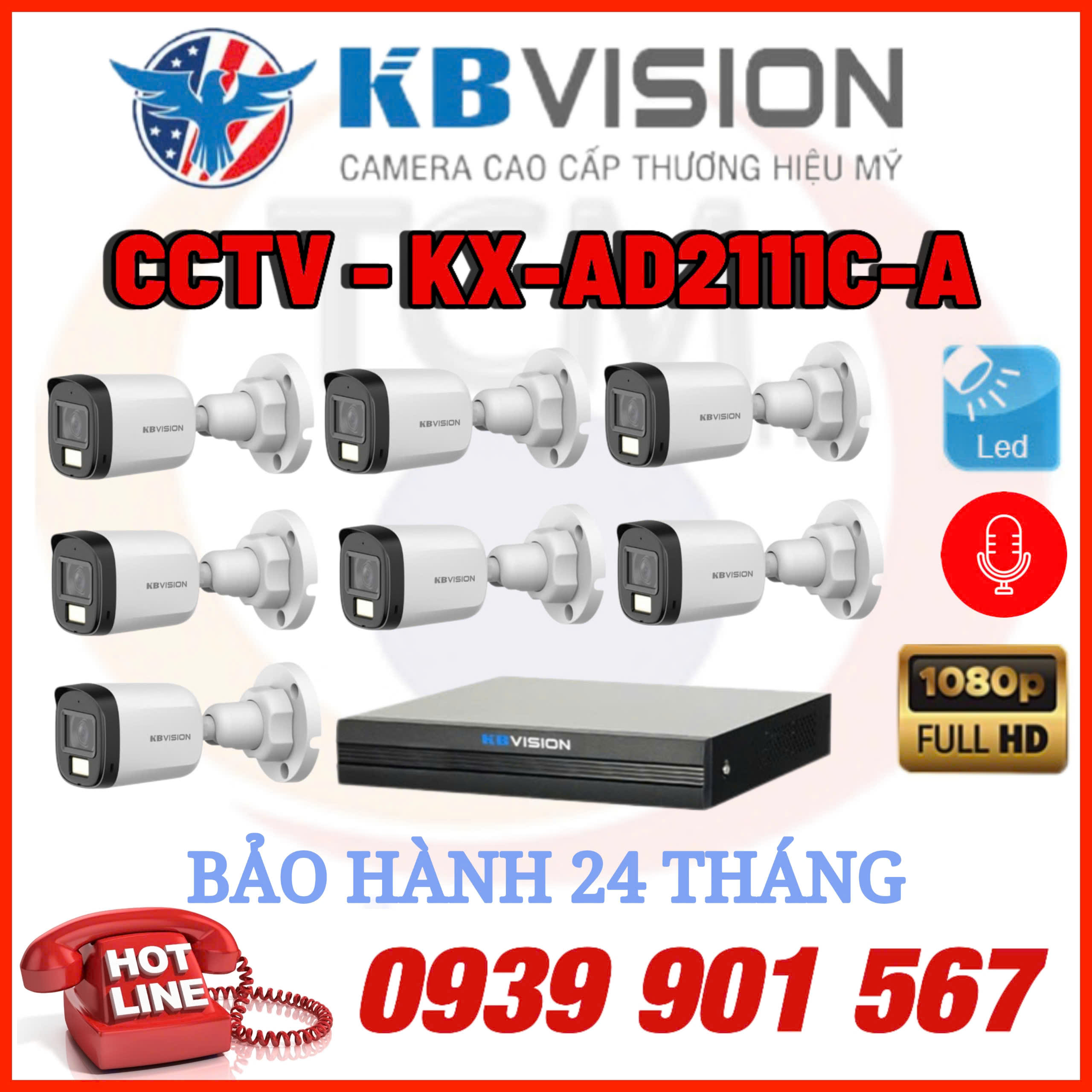 Lắp đặt trọn bộ 07 camera quan sát CCTV-KX-AD2111C-A