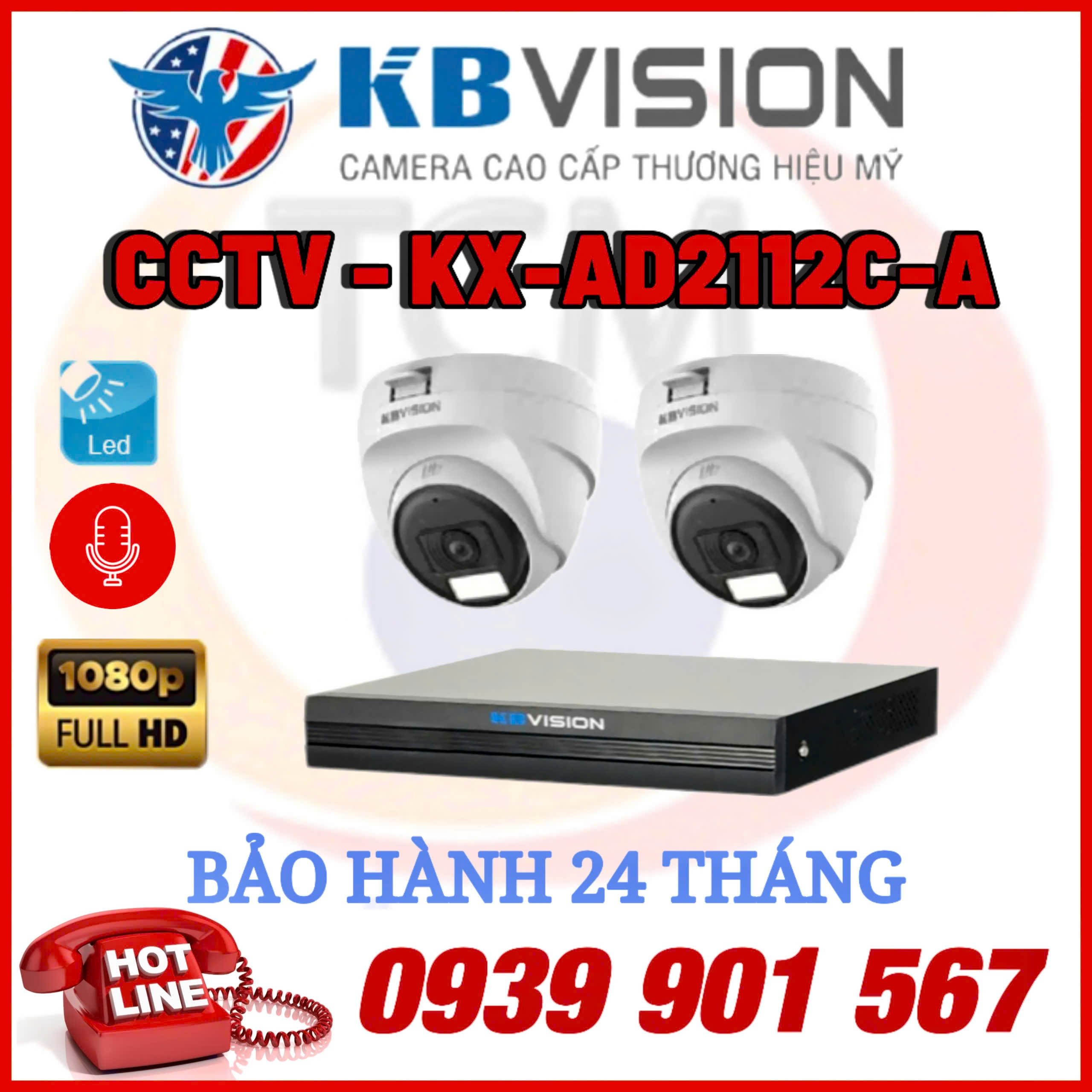 Lắp đặt trọn bộ 02 camera quan sát CCTV-KX-AD2112C-A