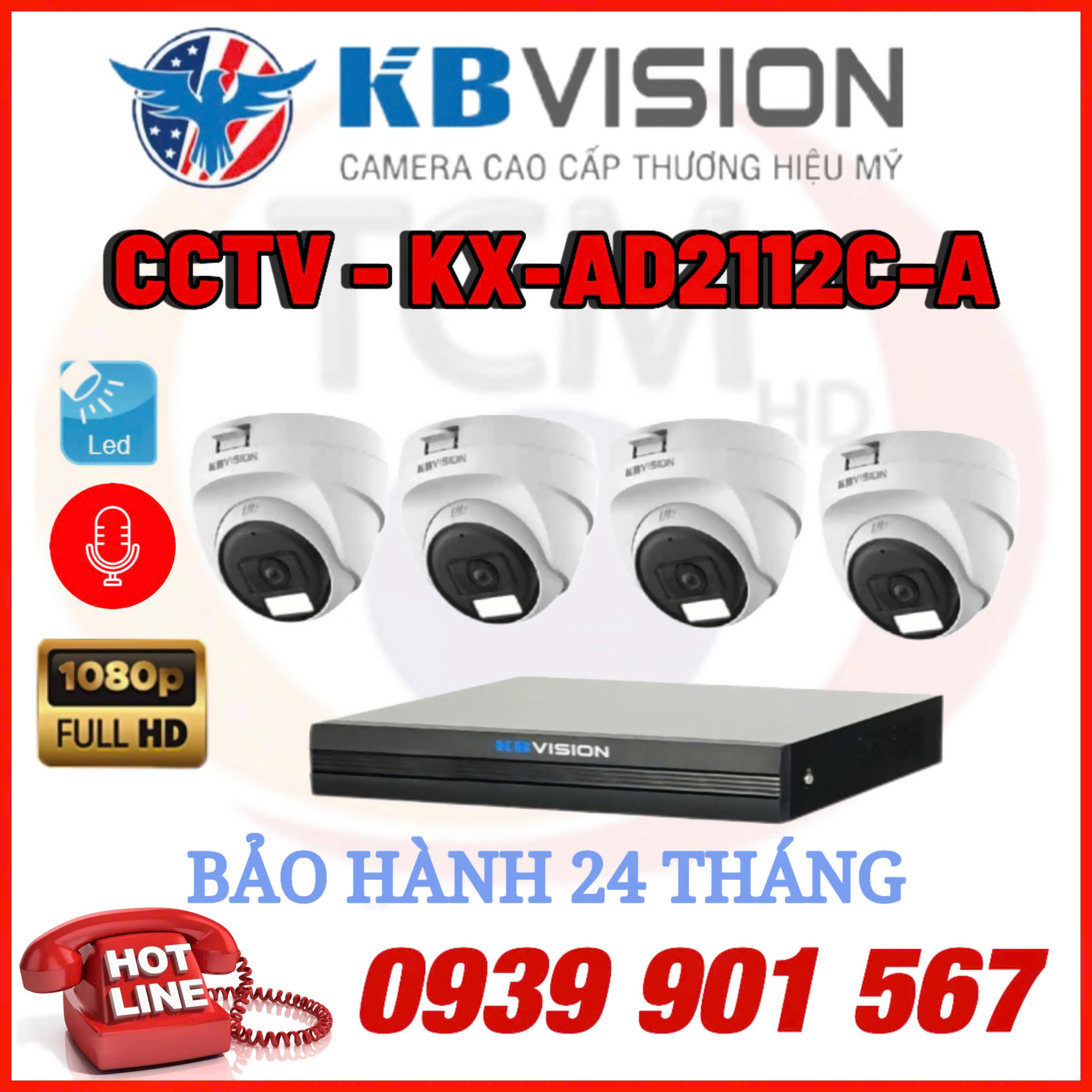 Lắp đặt trọn bộ 04 camera quan sát CCTV-KX-AD2112C-A