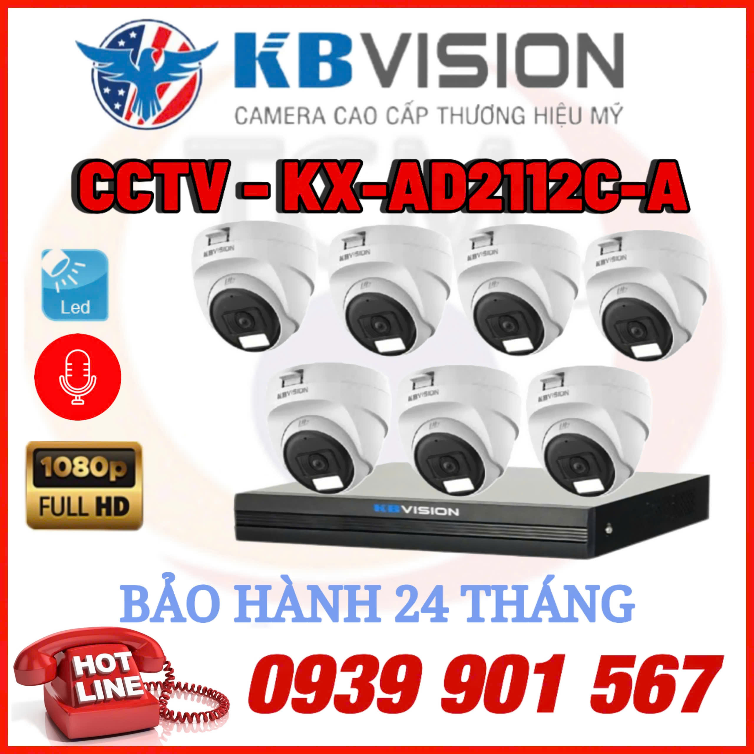Lắp đặt trọn bộ 07 camera quan sát CCTV-KX-AD2112C-A