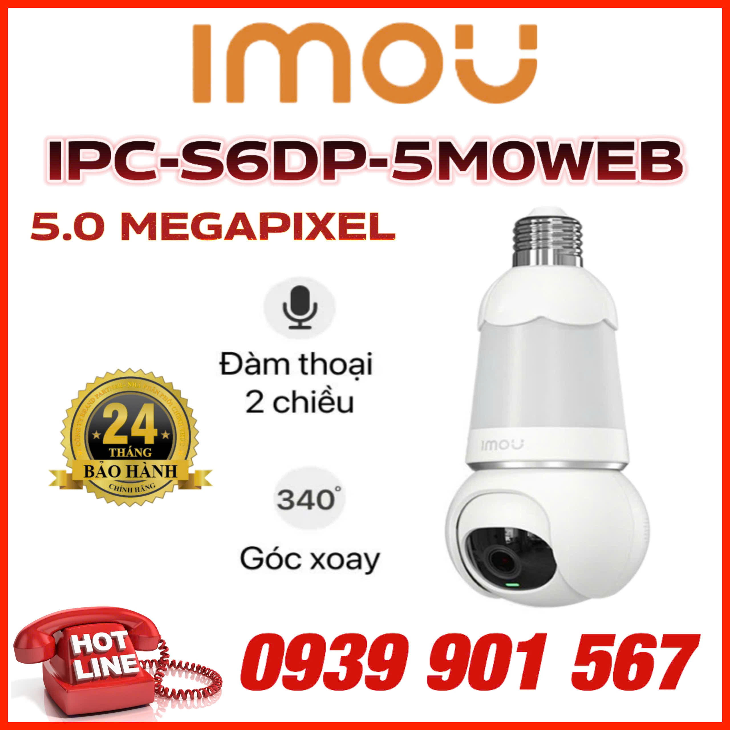 Camera Wifi quay quét bóng đèn 5MP iMOU IPC-S6DP-5M0WEB