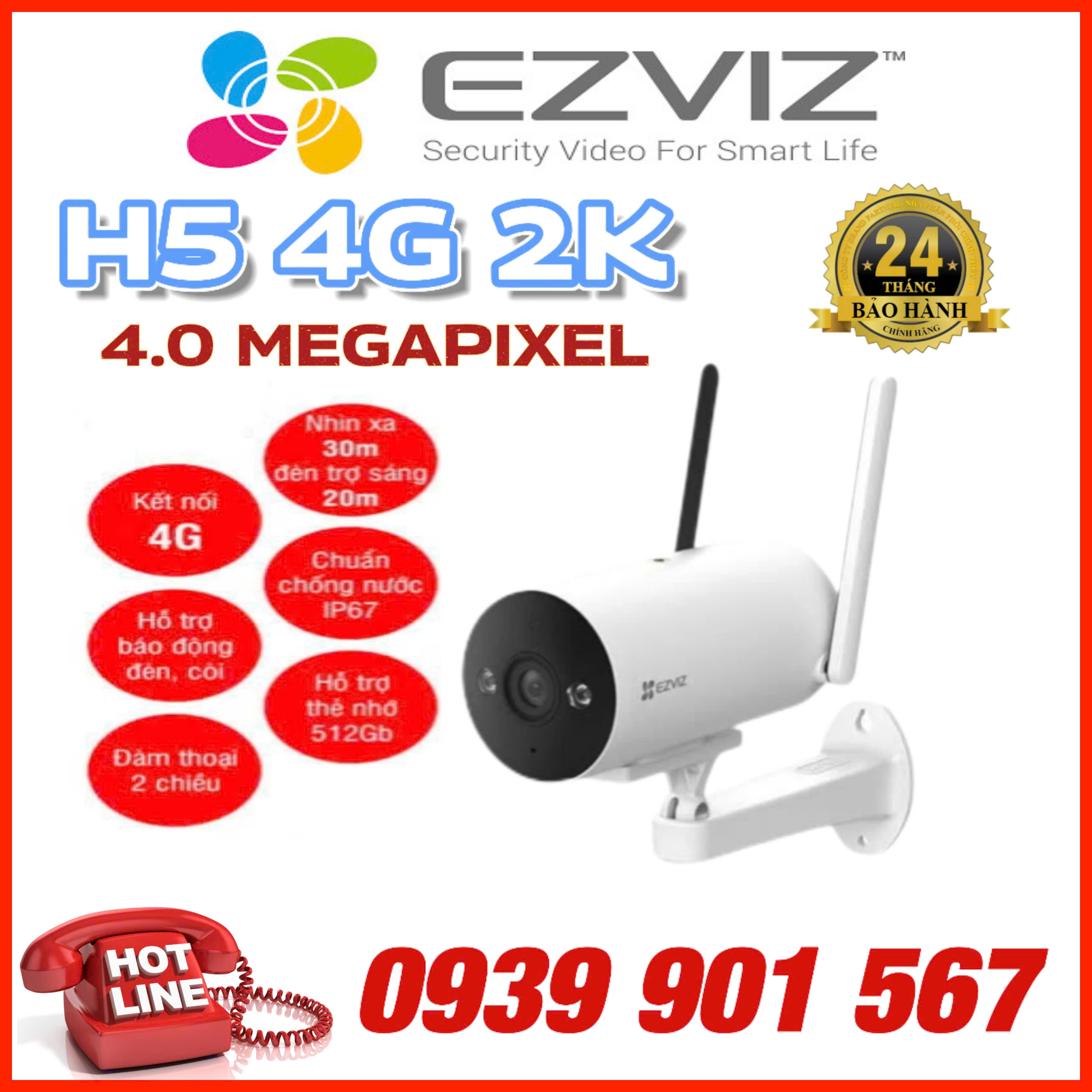 Camera ngoài trời không dây EZVIZ H5 4G 2K