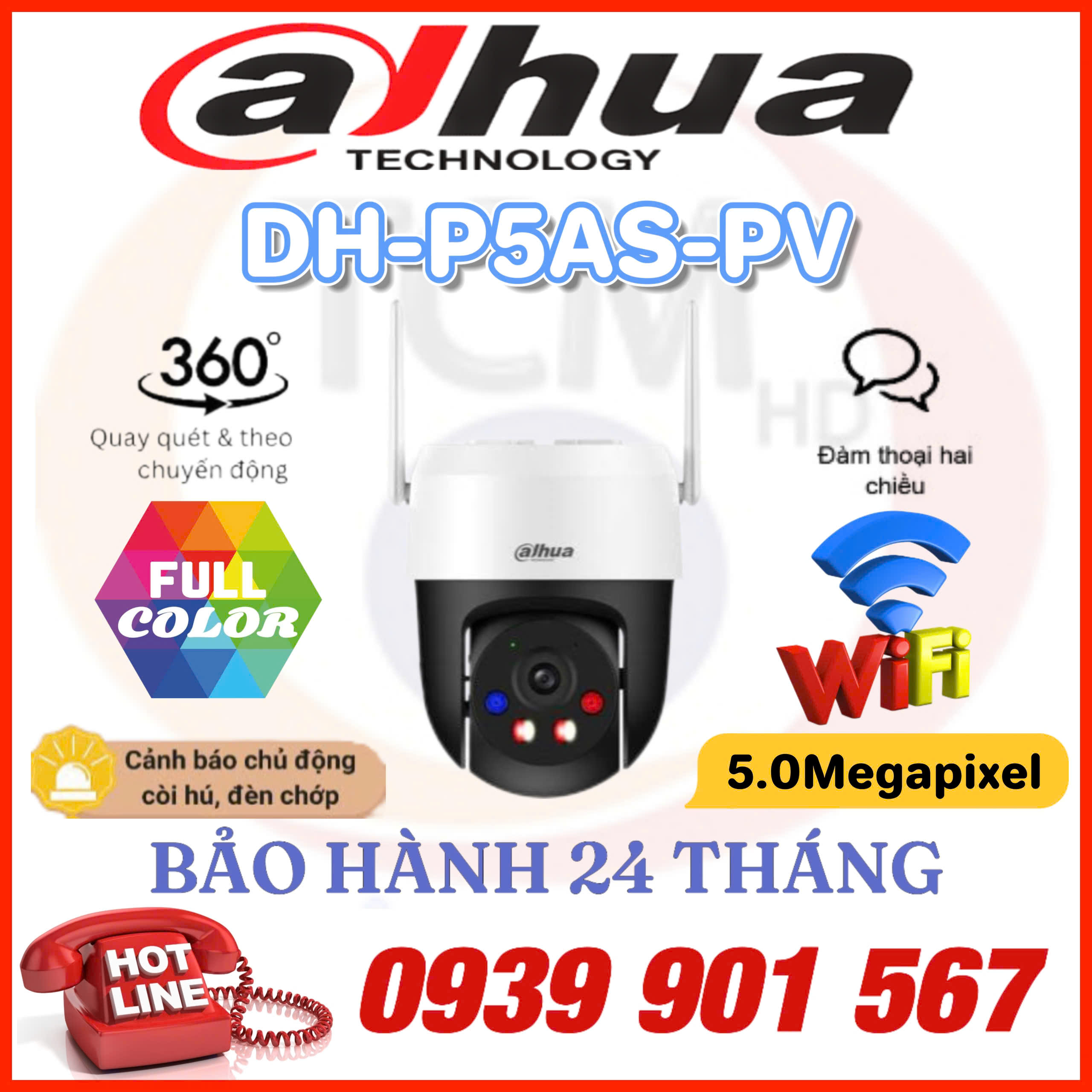 Camera Wifi quay quét 5MP DAHUA DH-P5AS-PV