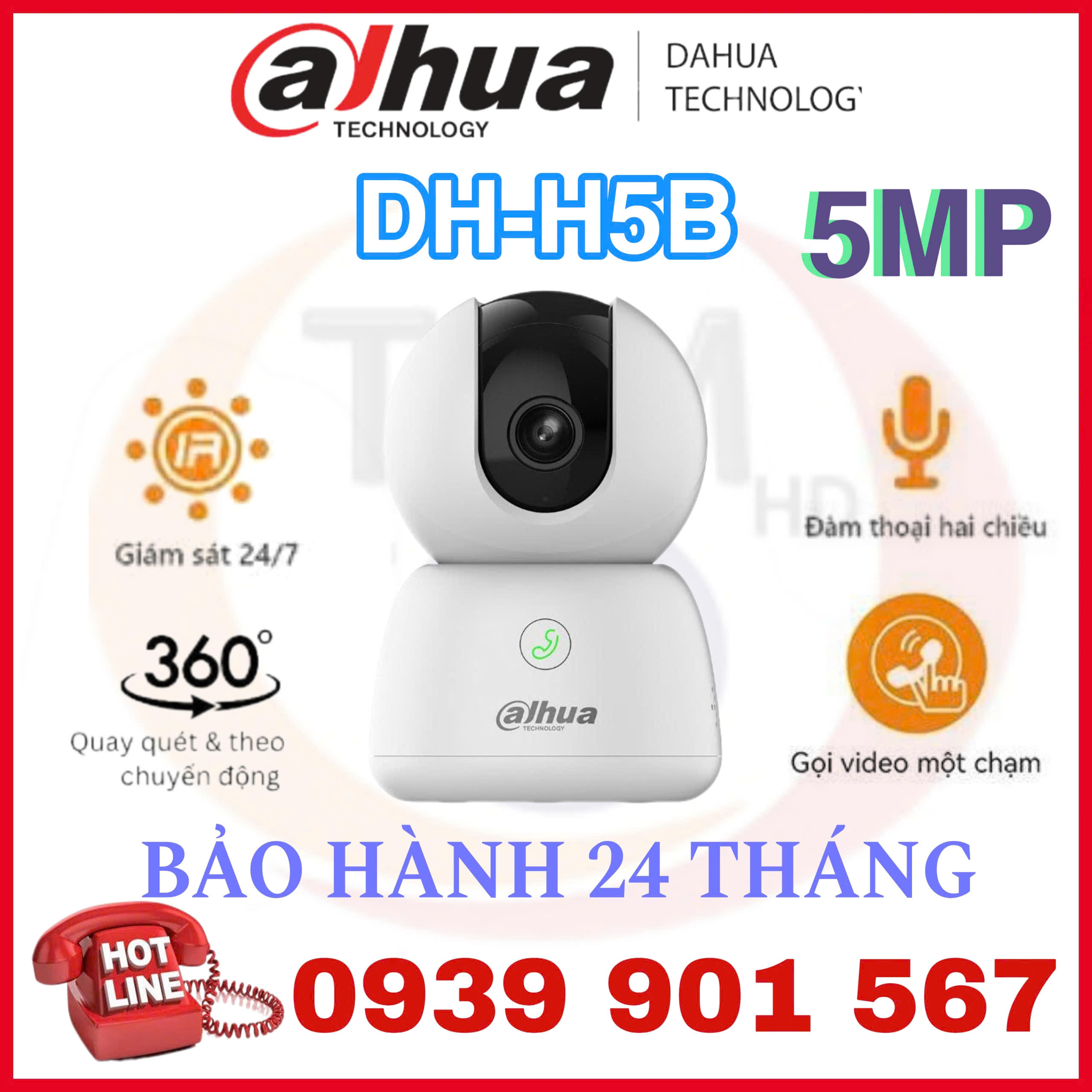 Camera WiFi Dahua DH-H5B 5MP đàm thoại 2 chiều, bấm gọi trực tiếp
