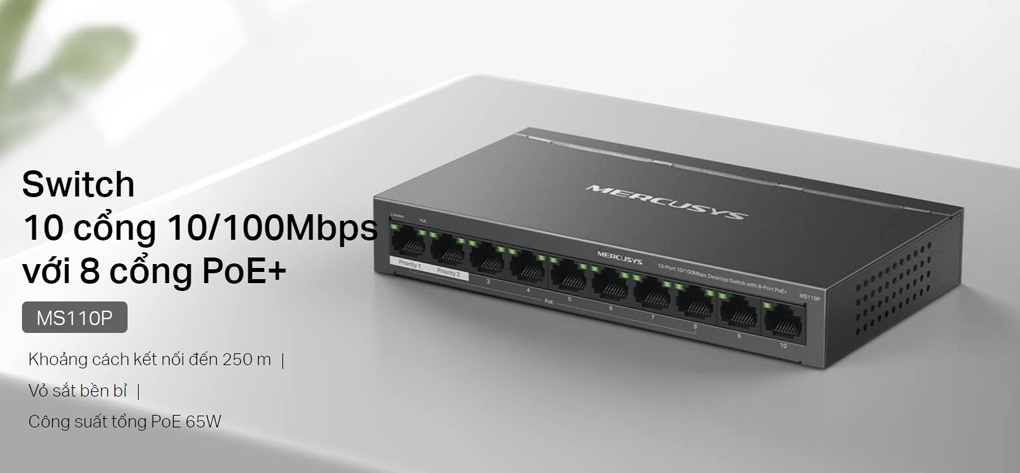 Bán Switch Để Bàn 10 Cổng 10/100M Mercusys MS110P giá rẻ