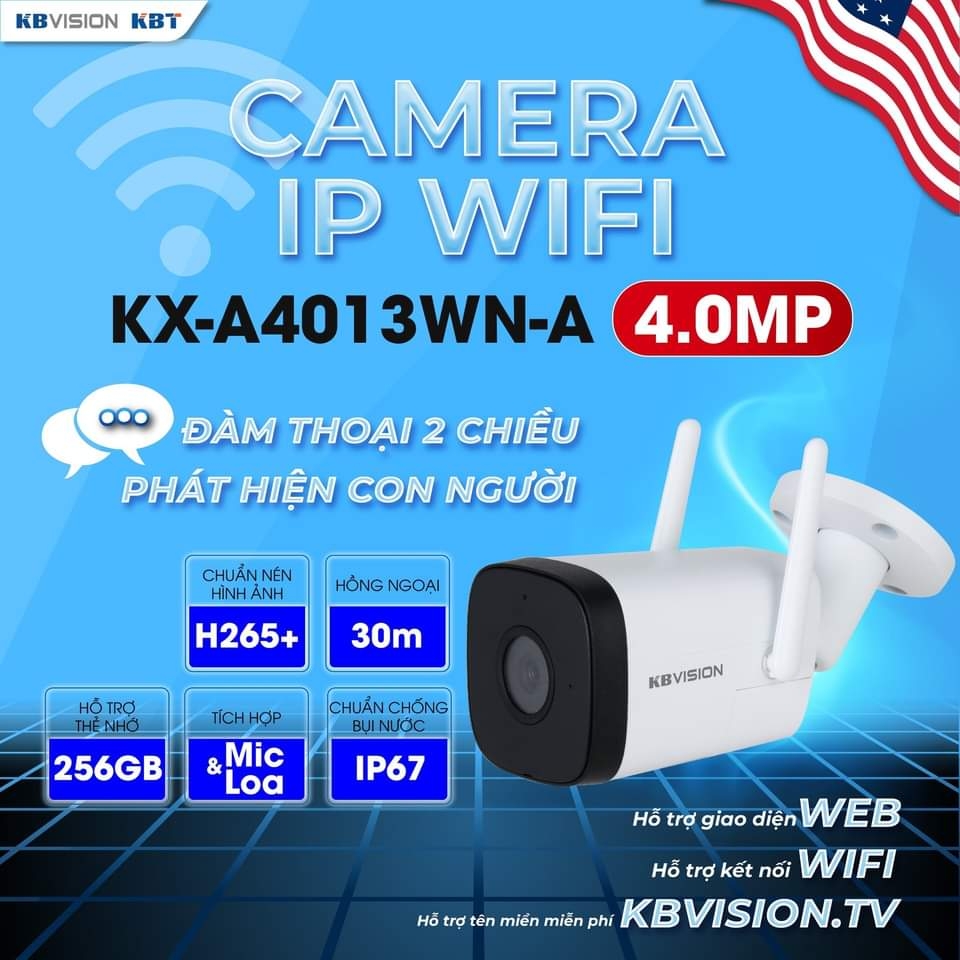 CAMERA IP WIFI 4.0MP THÂN KBVISION KX-A4013WN-A NGOÀI TRỜI 2013 - Vi Tính  Phát Đạt