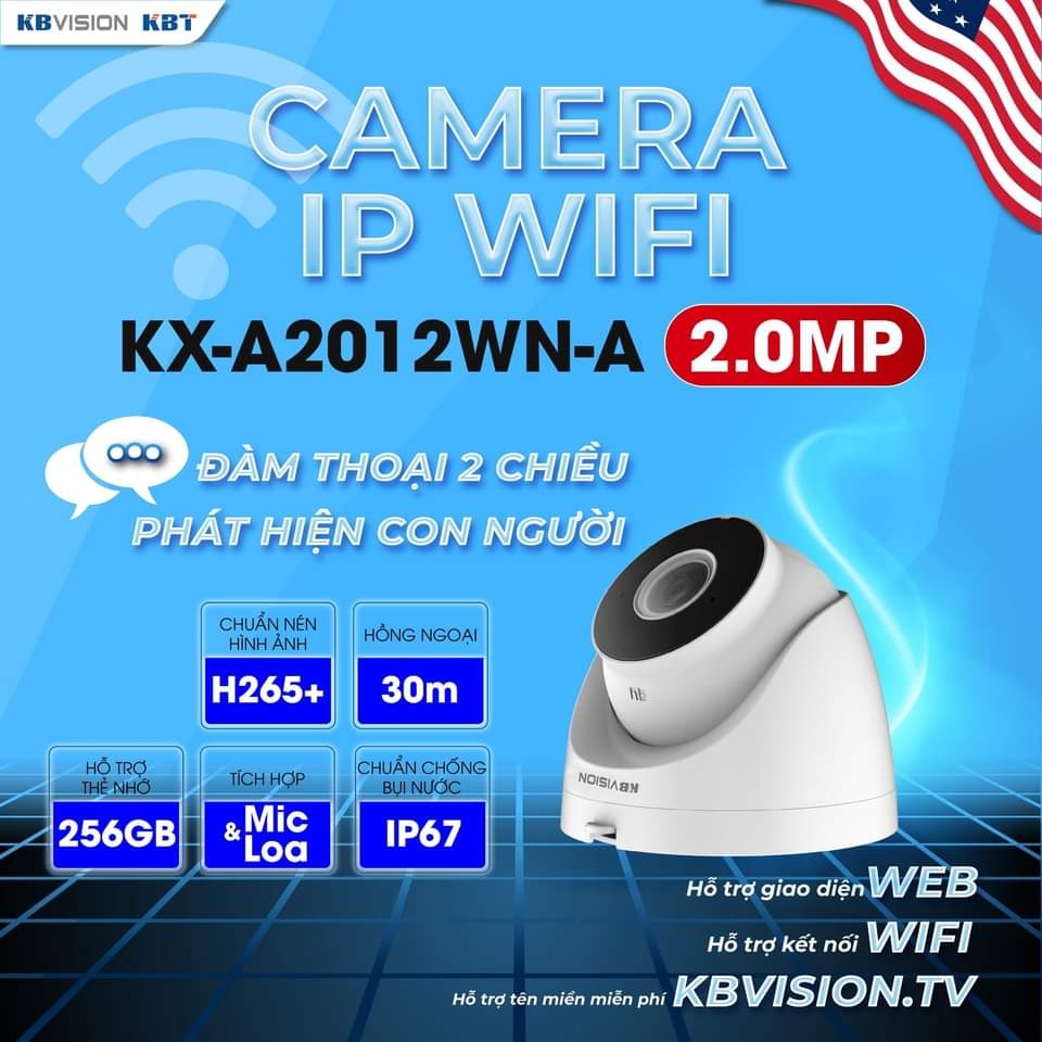 CAMERA IP WIFI Dome KBVISION KX-A2012WN-A 2.0MP CHÍNH HÃNG - Vi Tính Phát  Đạt