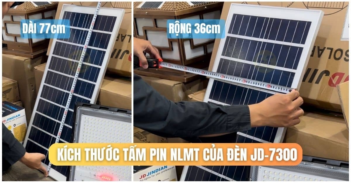 Kích thước tấm pin đèn JD7300