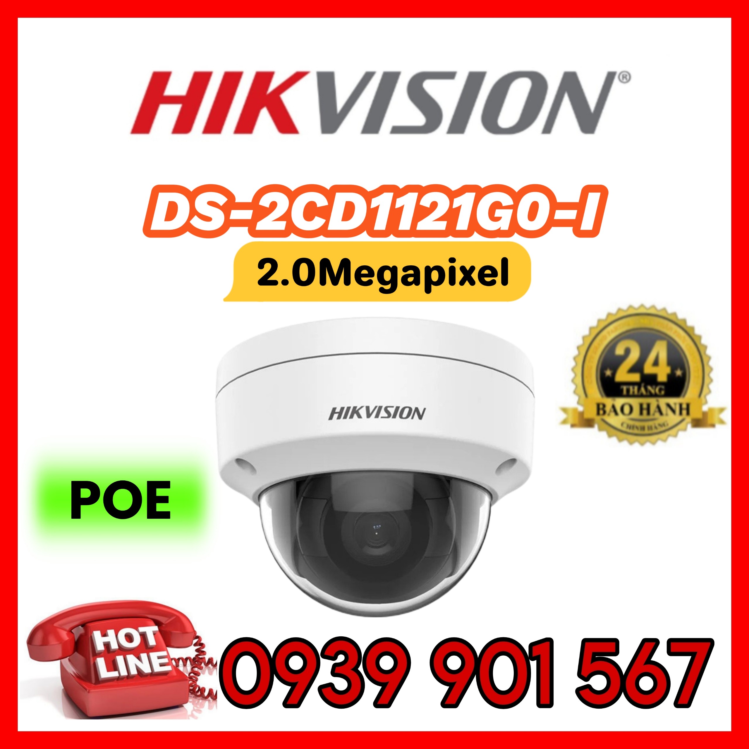 Camera IP 2MP bán cầu HIKVISION DS-2CD1121G0-I