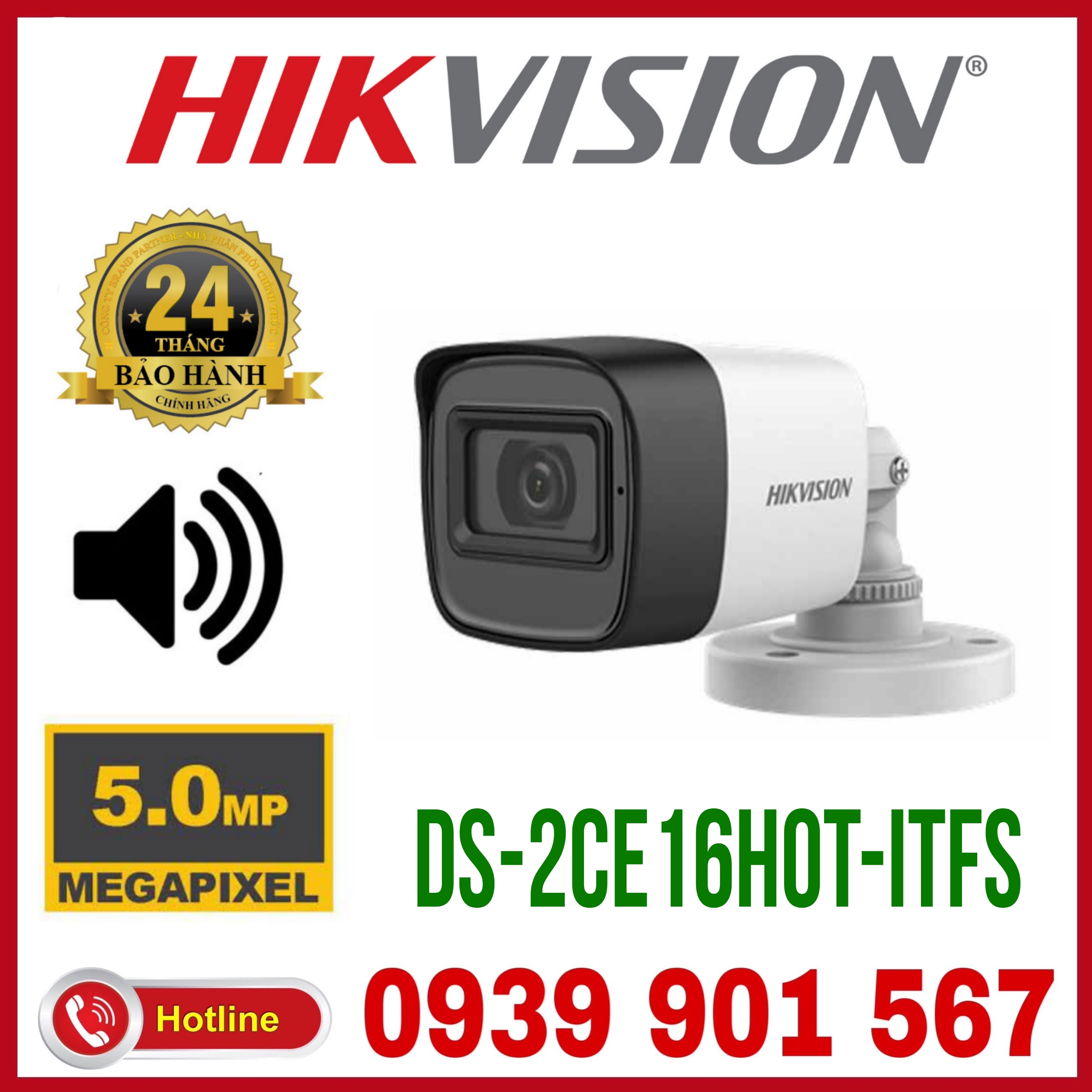Camera HD-TVI hồng ngoại 5.0 Megapixel HIKVISION DS-2CE16H0T-ITFS