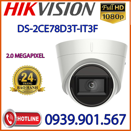 Lắp đặt Camera Dome 4 in 1 hồng ngoại 2.0 Megapixel HIKVISION DS-2CE78D3T-IT3F