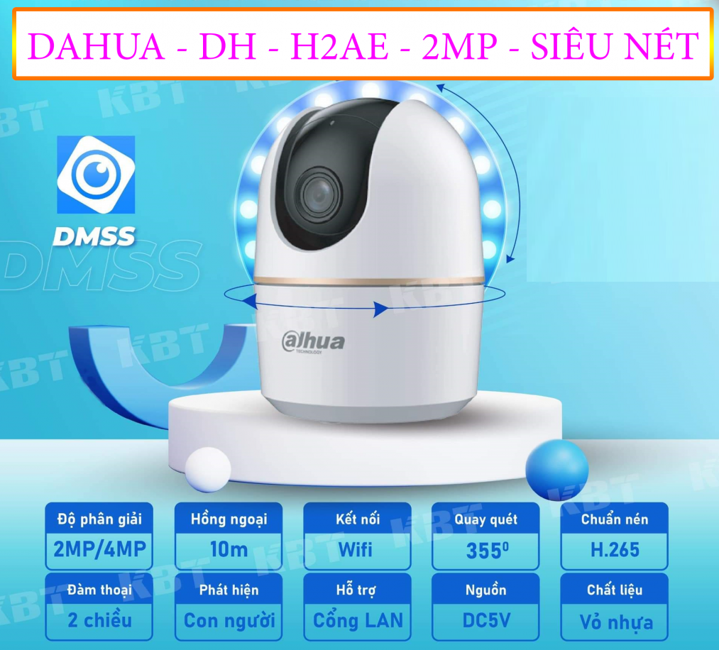 Camera WiFi Dahua Hero A1 DH - H2AE 2MP Xoay 360 CHÍNH HÃNG