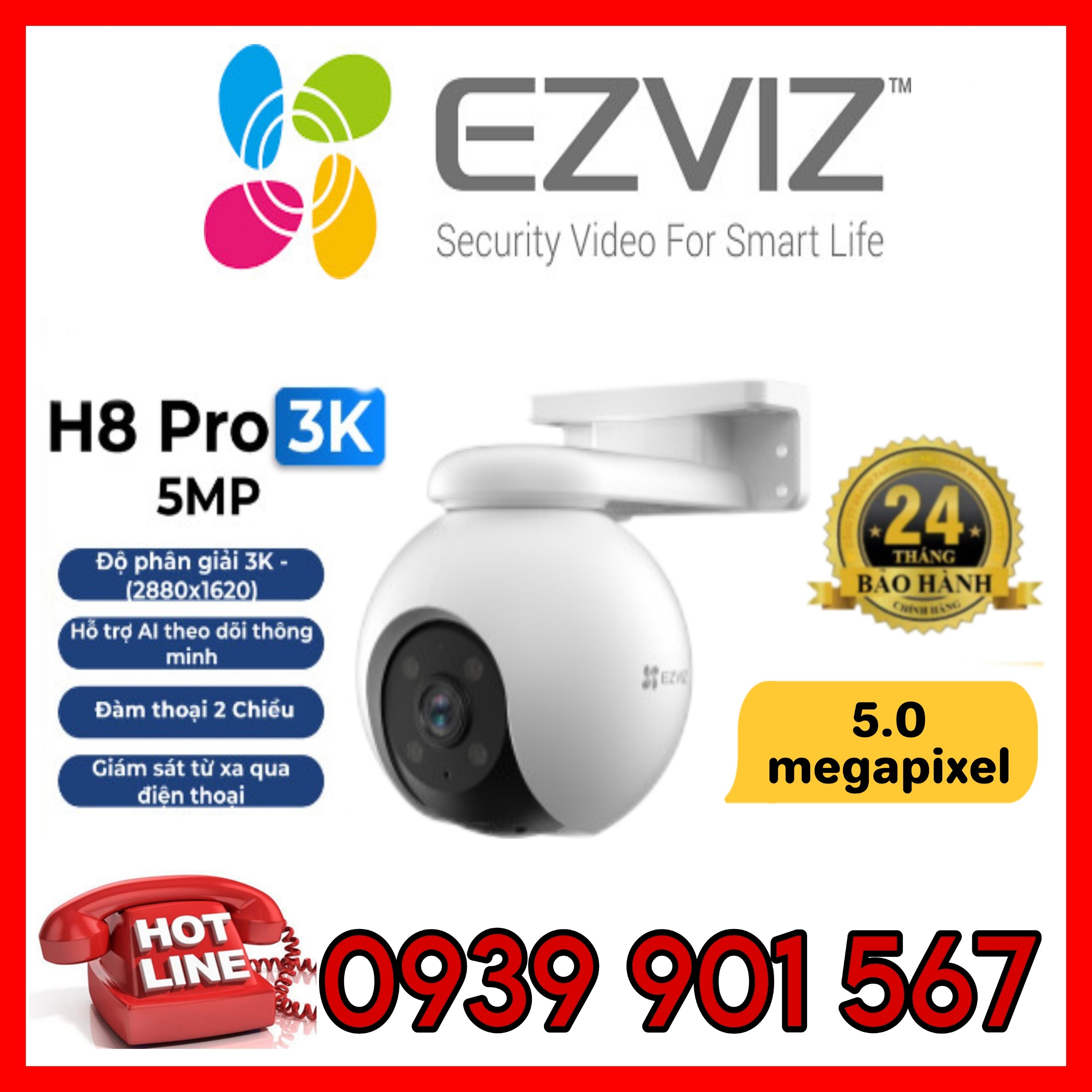 Camera WiFi quay quét ngoài trời EZVIZ H8 Pro 3K