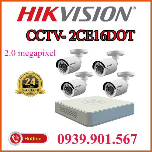 Lắp trọn bộ 4 camera quan sát CCTV-  2CE16D0T