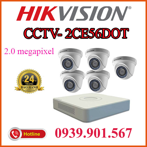 Lắp trọn bộ 5 camera quan sát -2CE56DOT