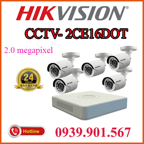 Lắp trọn bộ 5 camera quan sát CCTV-2CE16DOT