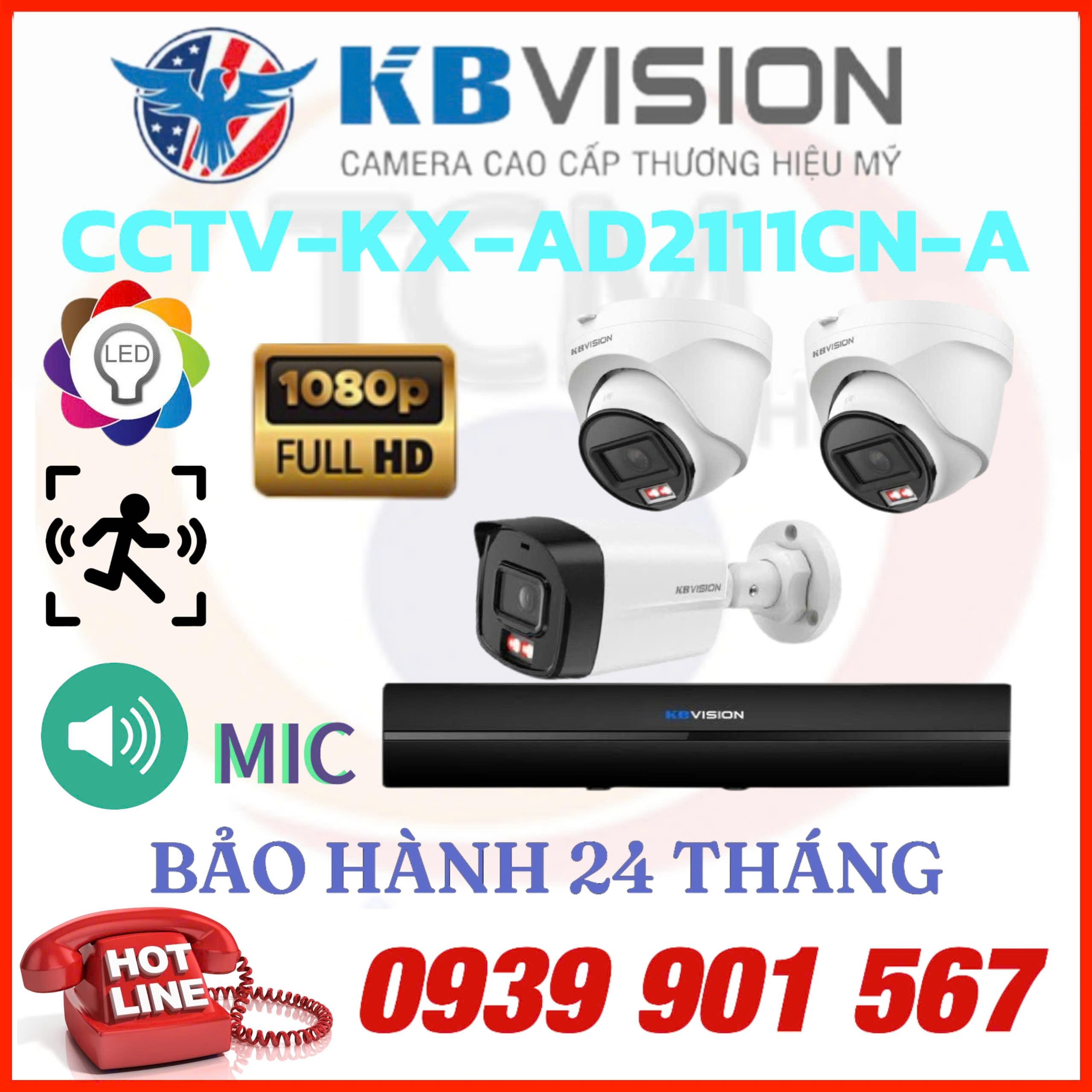 LẮP ĐẶT TRỌN BỘ 3 CAMERA IP QUAN SÁT KBVISION CCTV-KX-AD2111CN-A