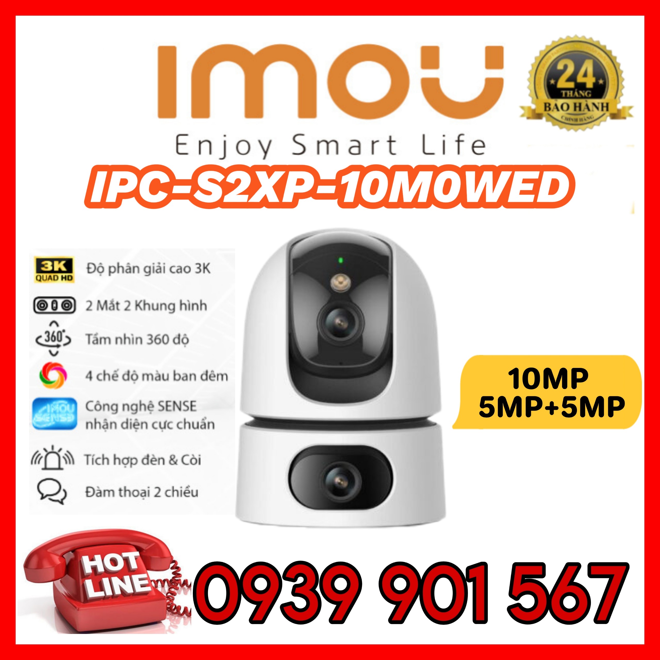 CAMERA 2 MẮT TRONG NHÀ IMOU RANGER DUAL 10MP IPC-S2XP-10M0WED