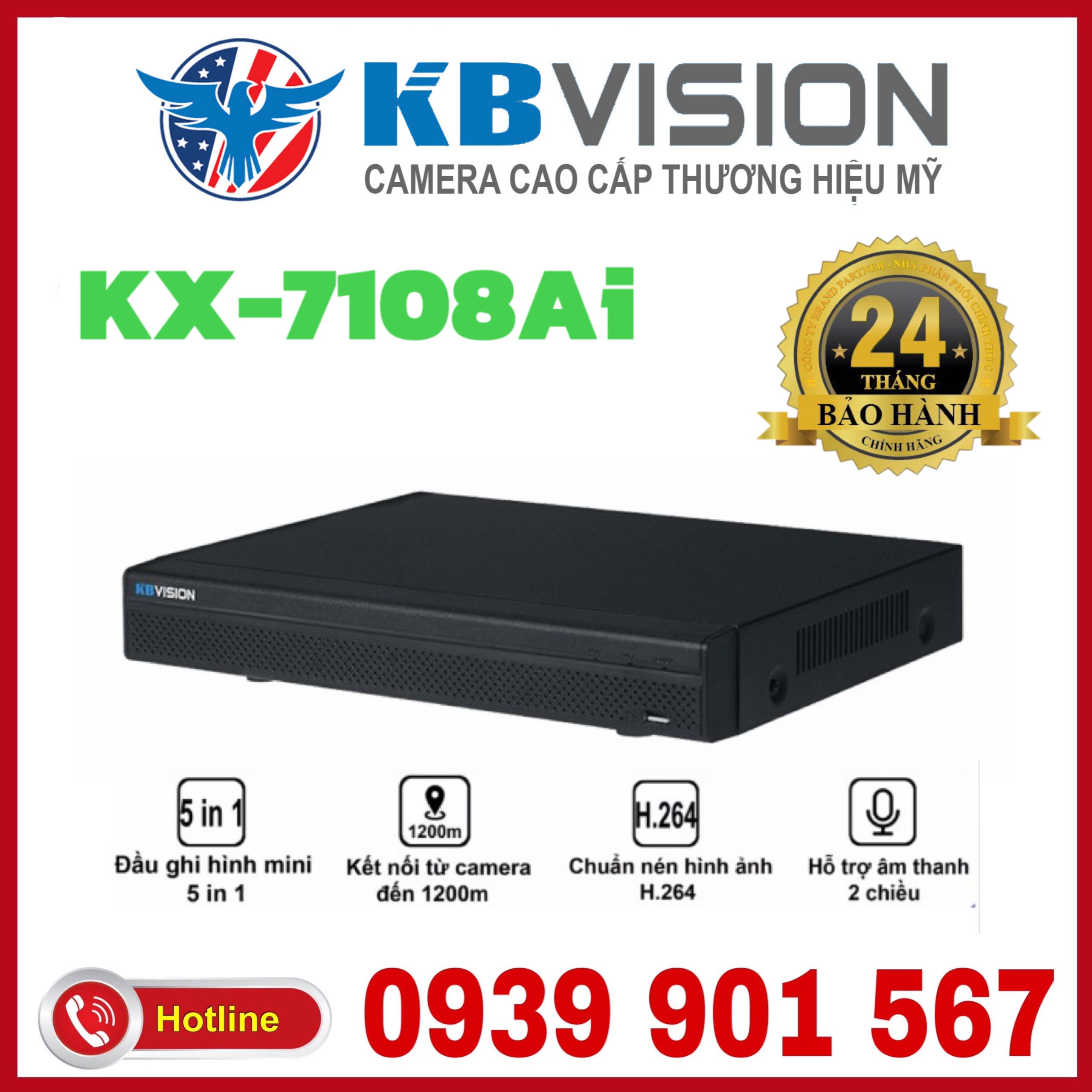 Đầu ghi hình DVR Ai 8 kênh KBVISION KX-7108Ai